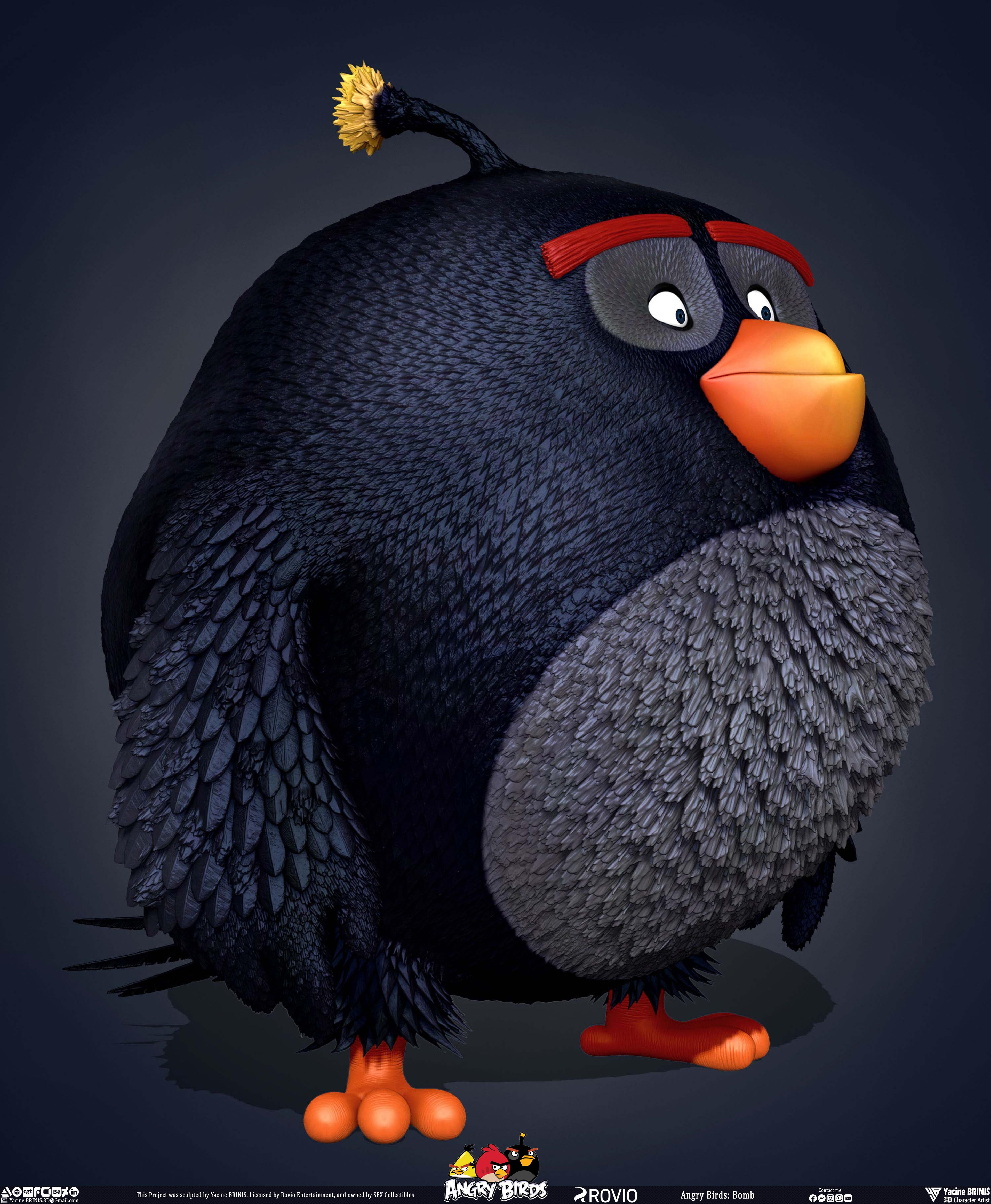 Bomb Angry Birds Rovio Entertainment, Sculpted By Yacine BRINIS 004