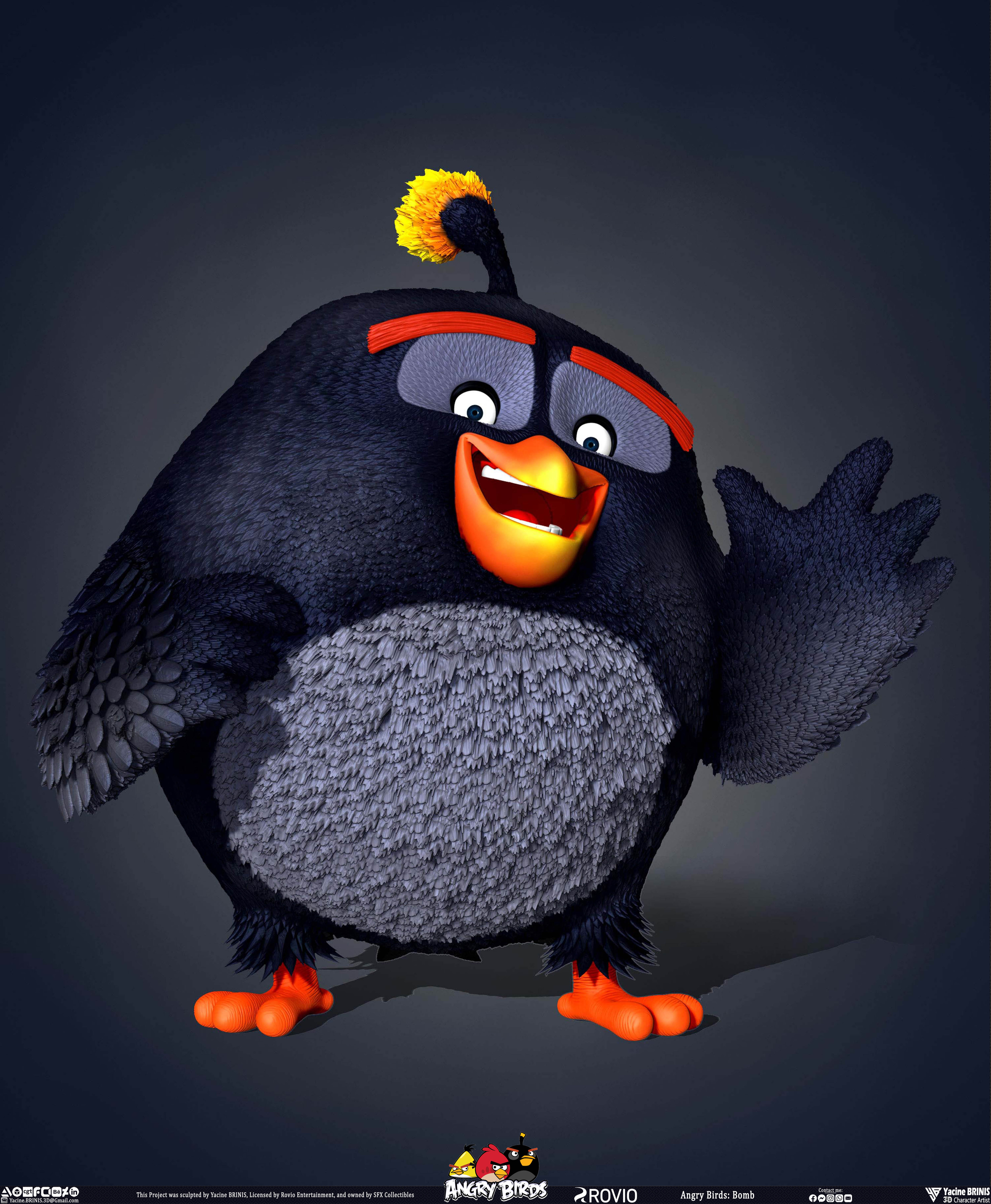 Bomb Angry Birds Rovio Entertainment, Sculpted By Yacine BRINIS 011