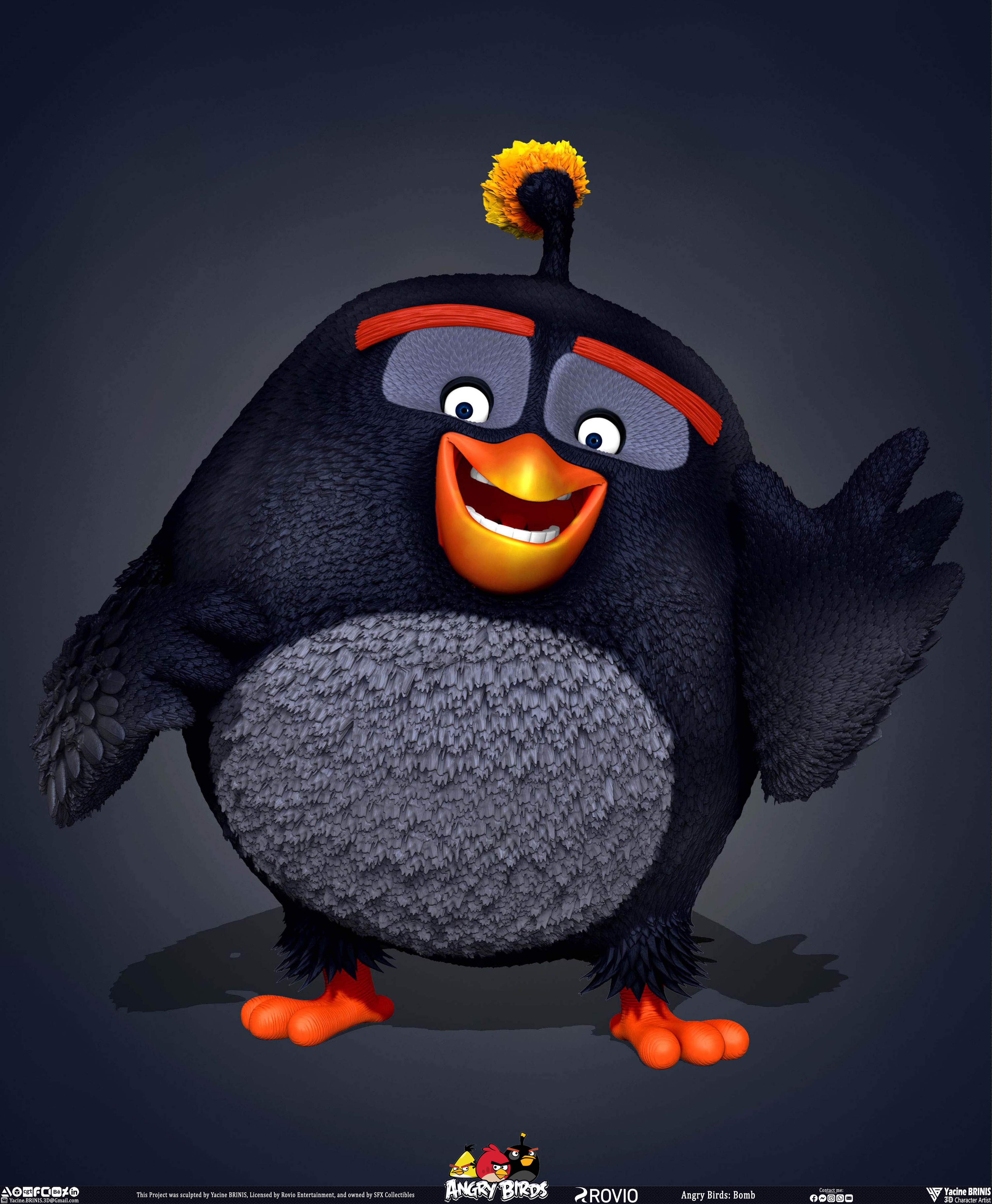 Bomb Angry Birds Rovio Entertainment, Sculpted By Yacine BRINIS 012
