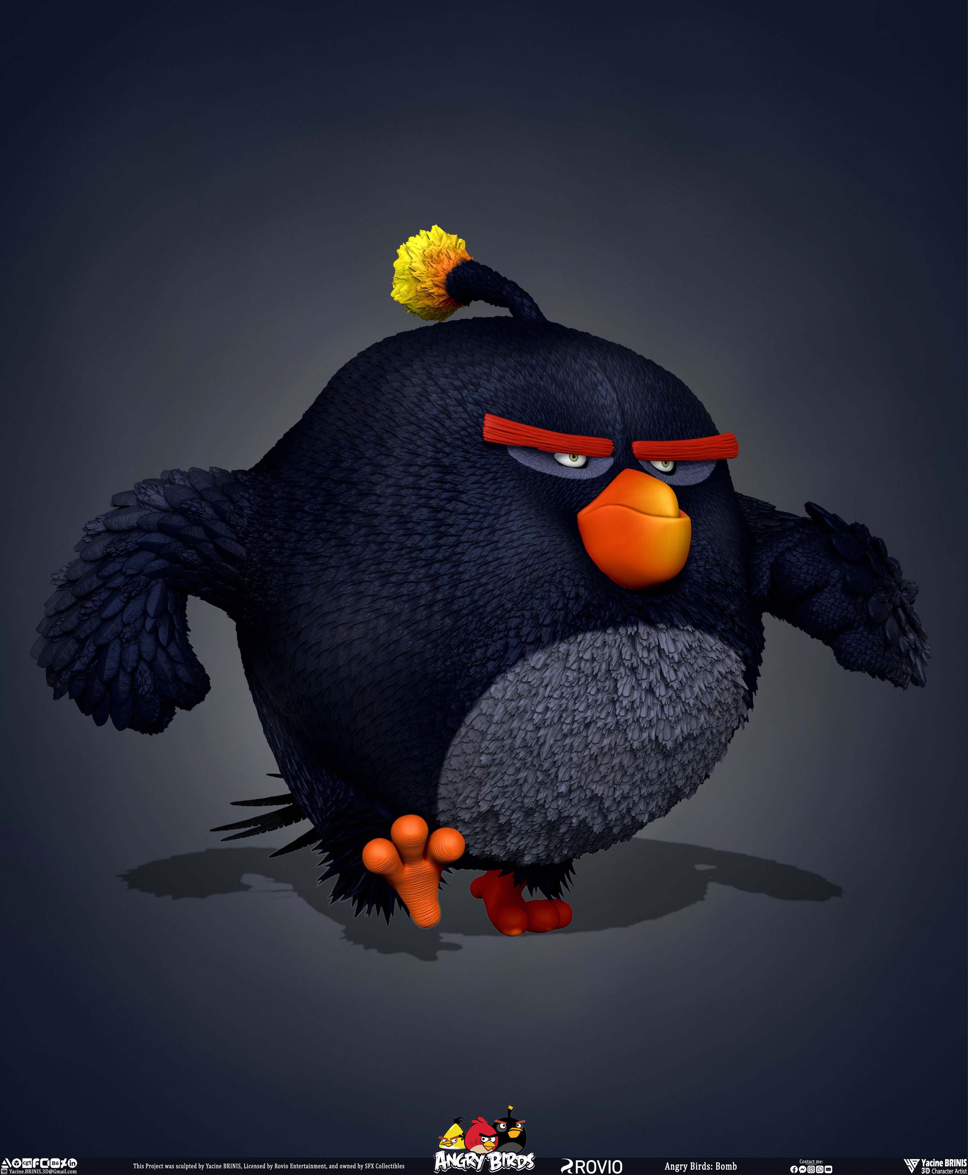 Bomb Angry Birds Rovio Entertainment, Sculpted By Yacine BRINIS 017