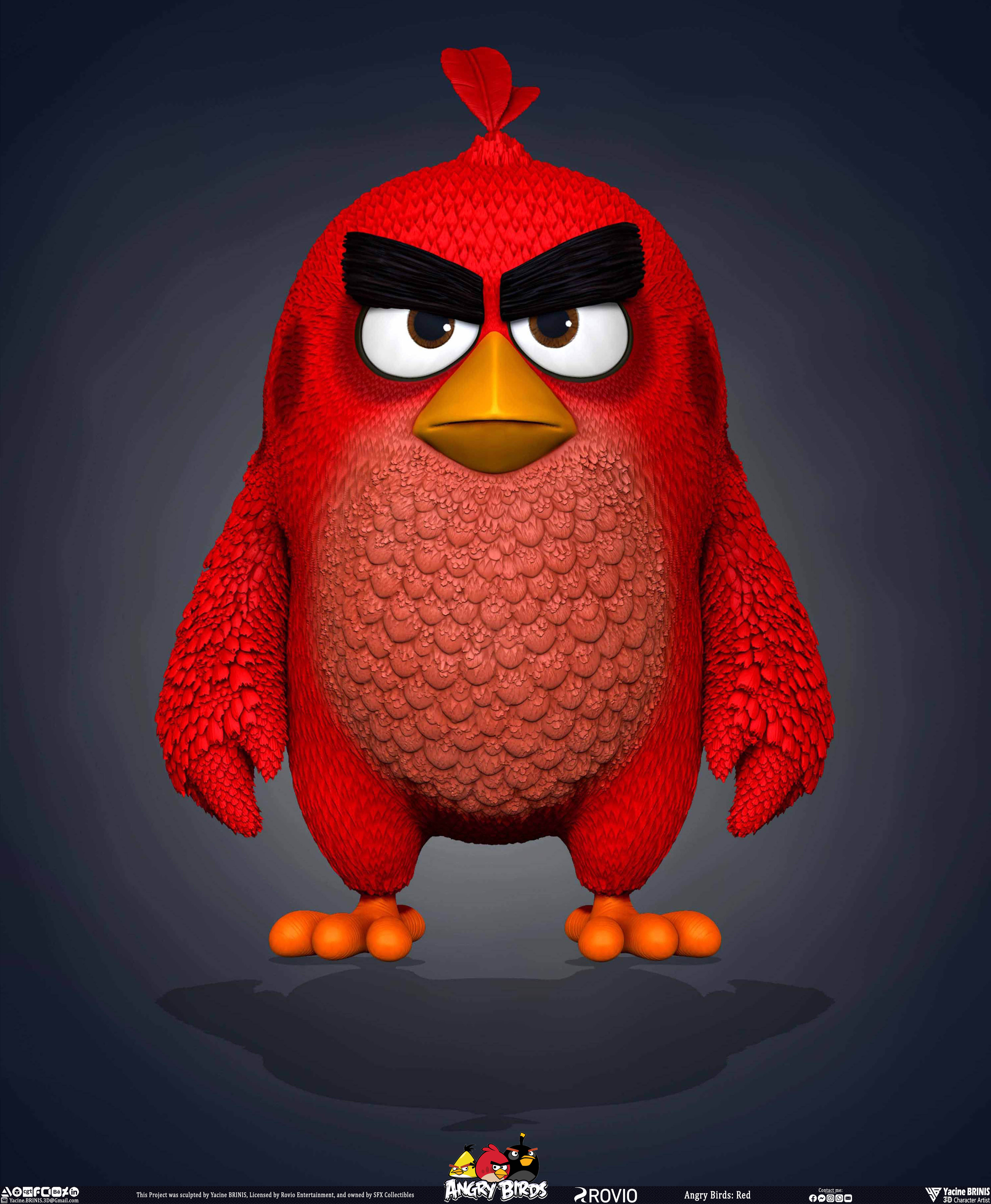 Red Angry Birds Rovio Entertainment sculpted By Yacine BRINIS 005