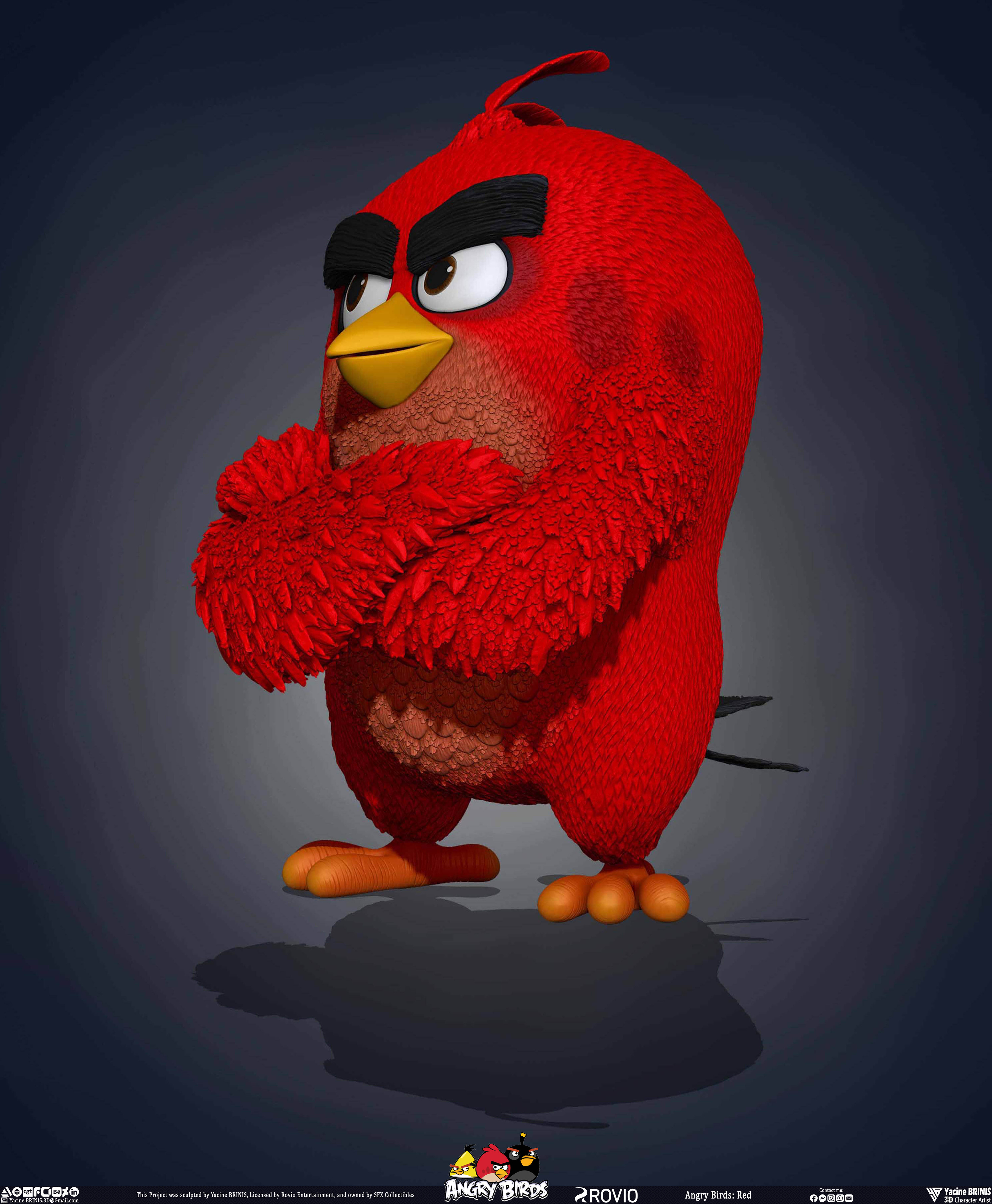 Red Angry Birds Rovio Entertainment sculpted By Yacine BRINIS 011