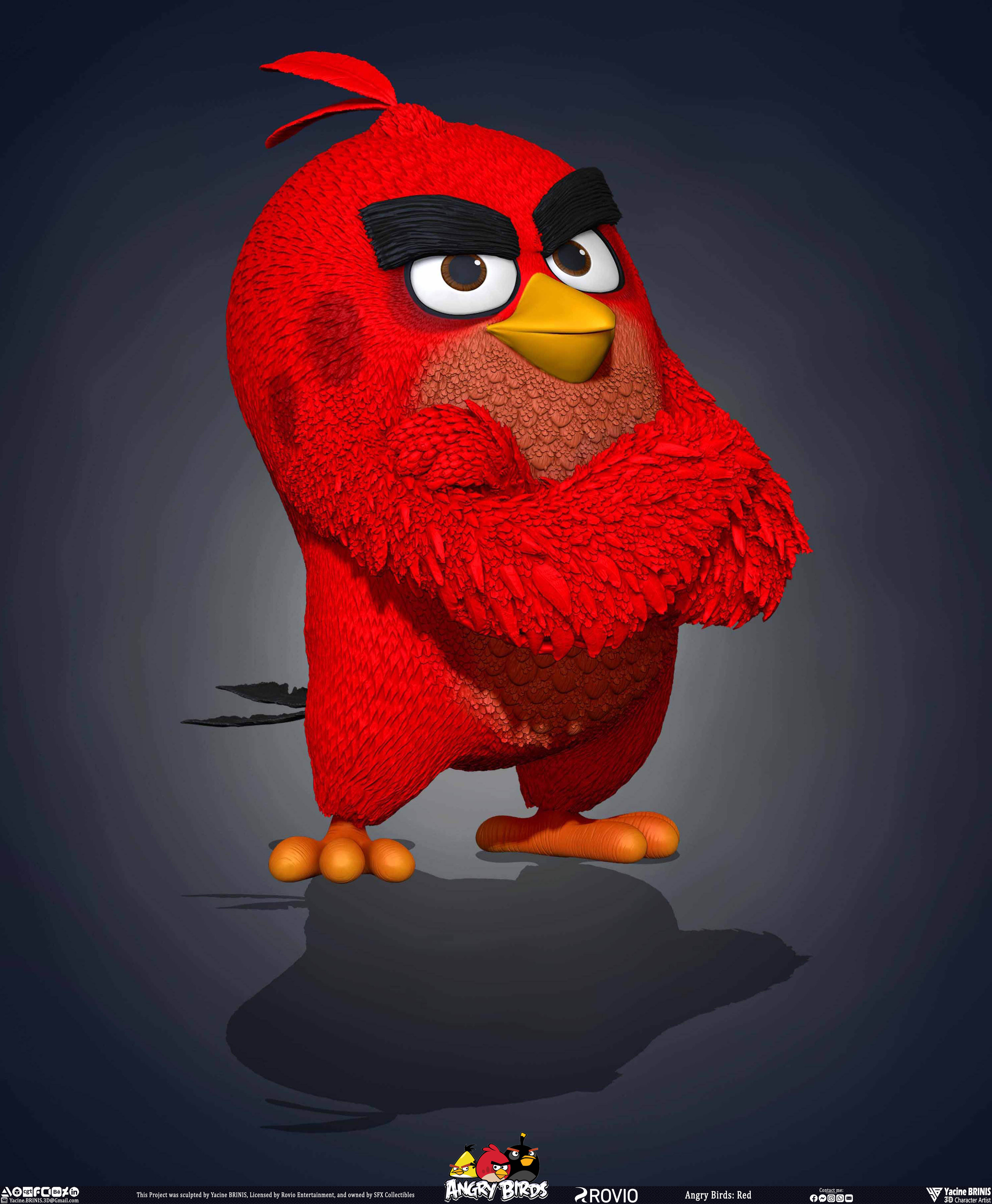 Red Angry Birds Rovio Entertainment sculpted By Yacine BRINIS 012