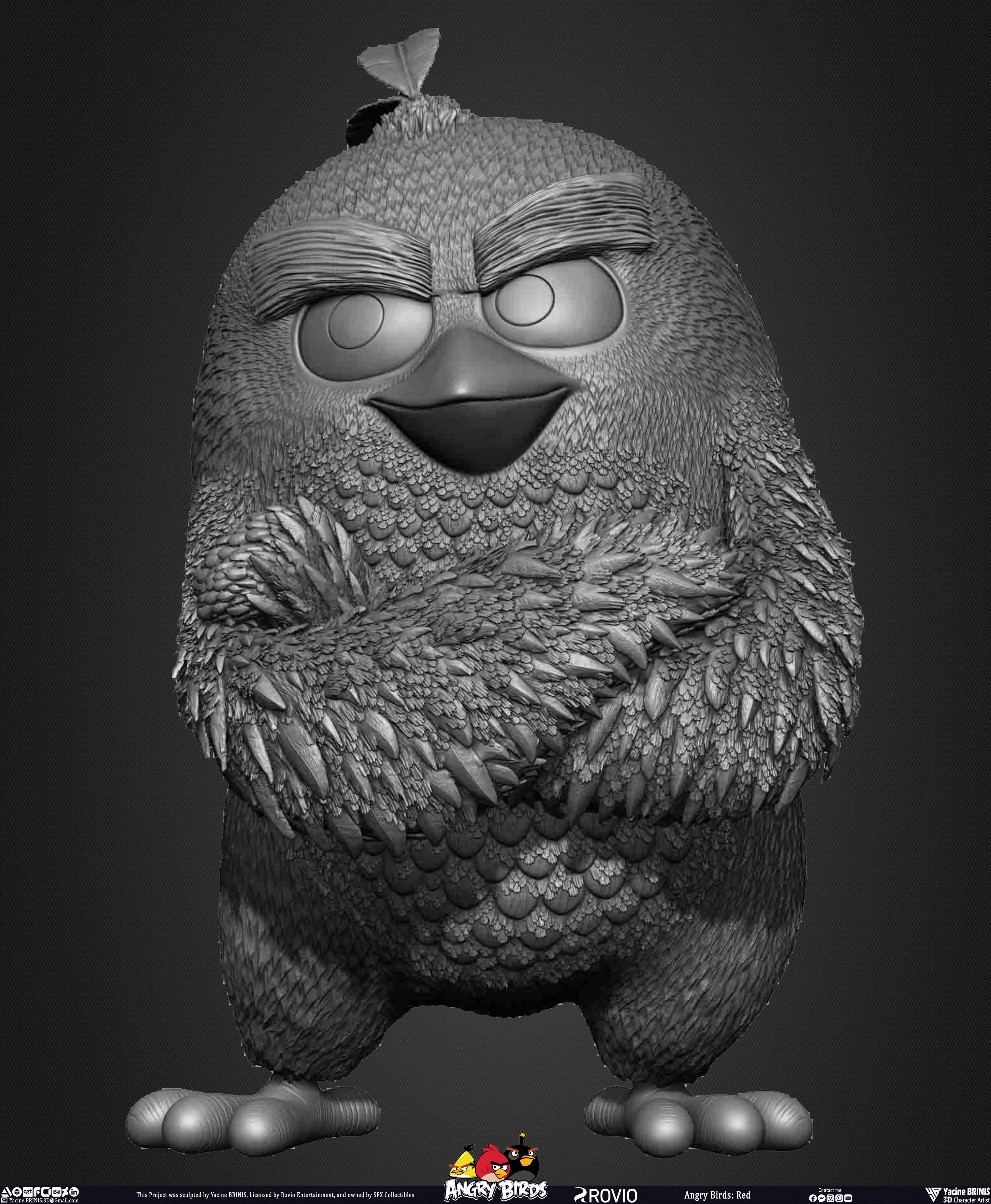 Red Angry Birds Rovio Entertainment sculpted By Yacine BRINIS 016