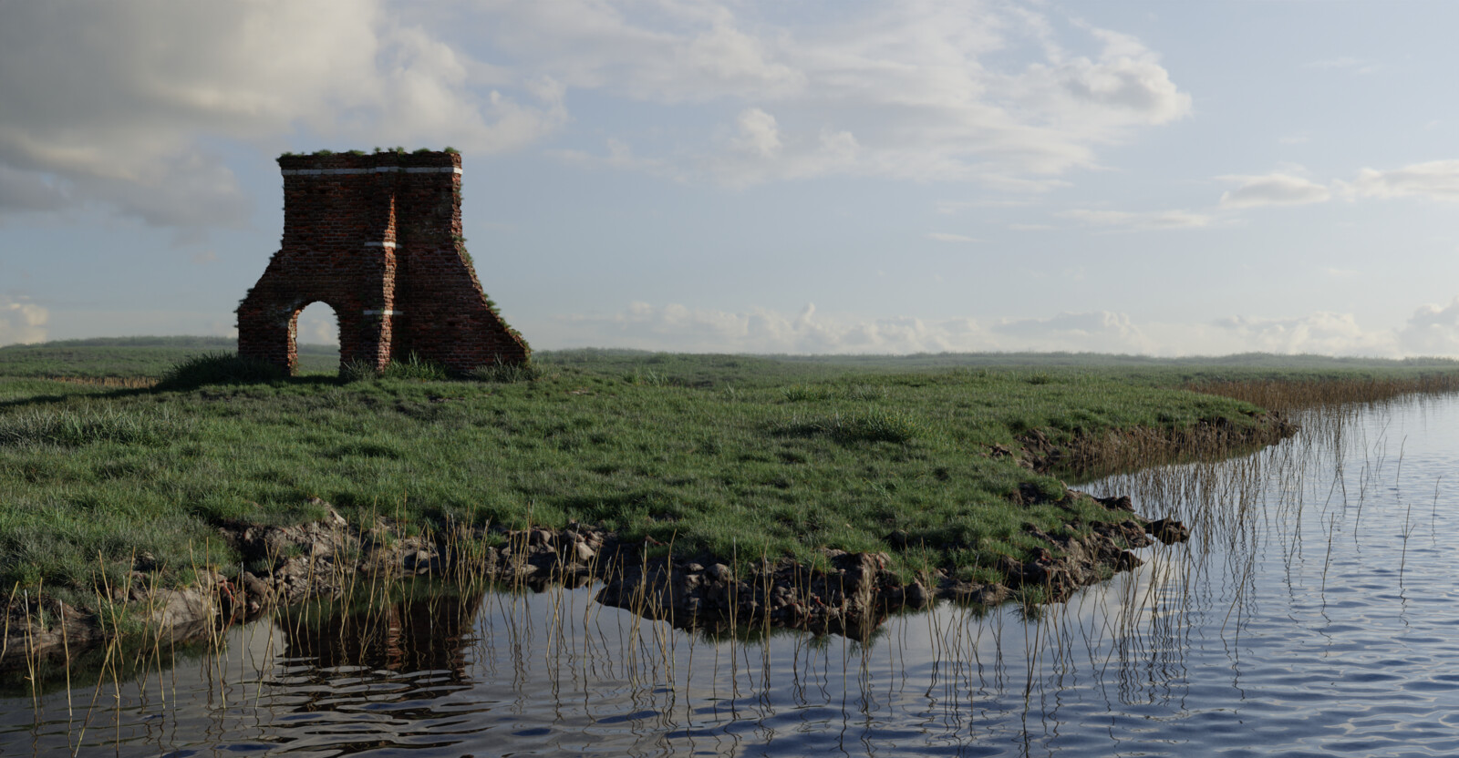 First scene of the course. It felt already awesome to build this realistic landscape after only 2 weeks using the software.