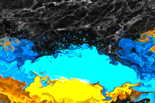purchase version 2 prints here:  https://donlawrenceart.artstation.com/store/prints/aRXa6/blue-and-yellow-fluid-pour-with-marble-abstract-art-2

