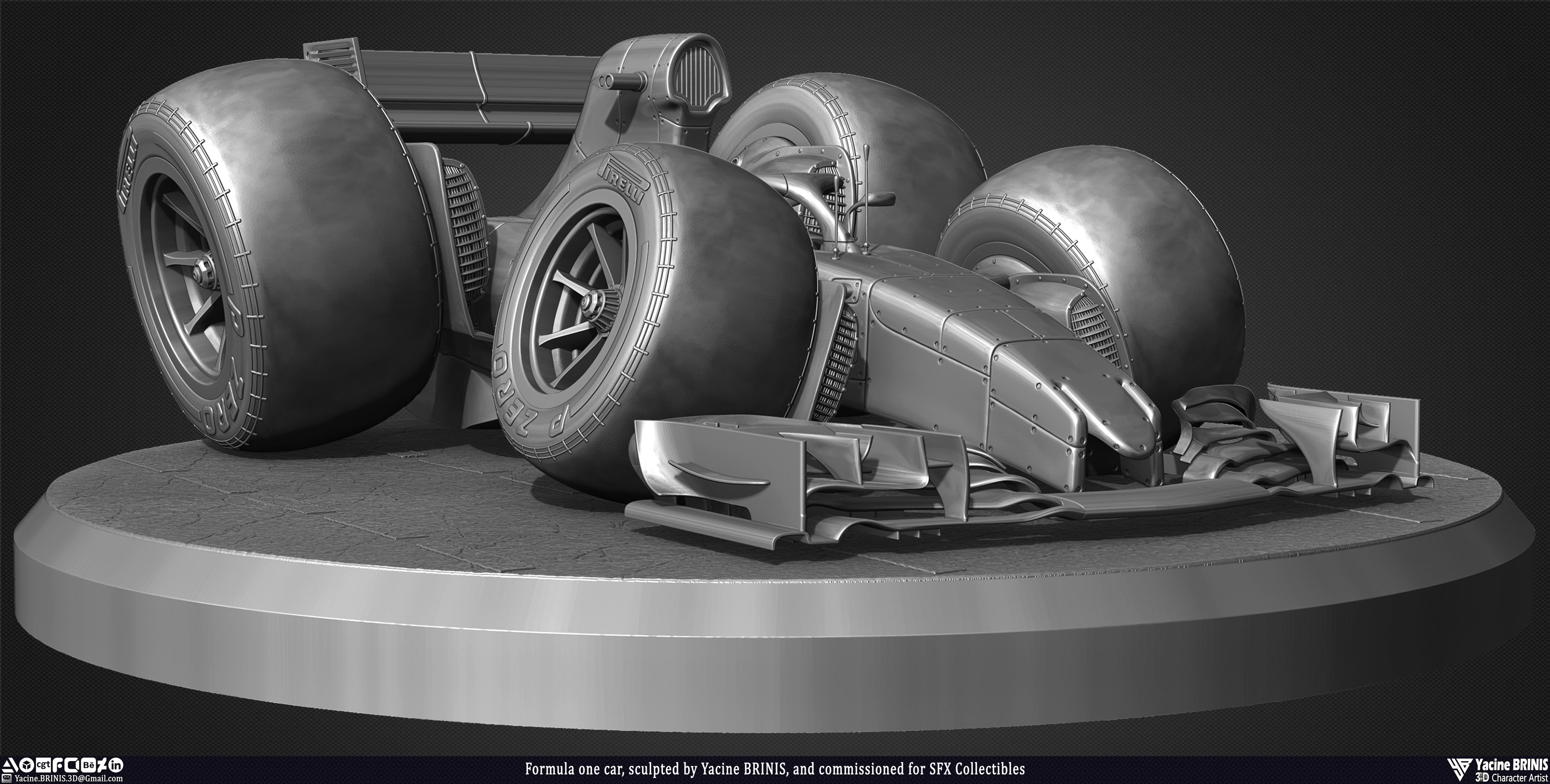 Formula One Car stylized sport car sculpted by Yacine BRINIS 003