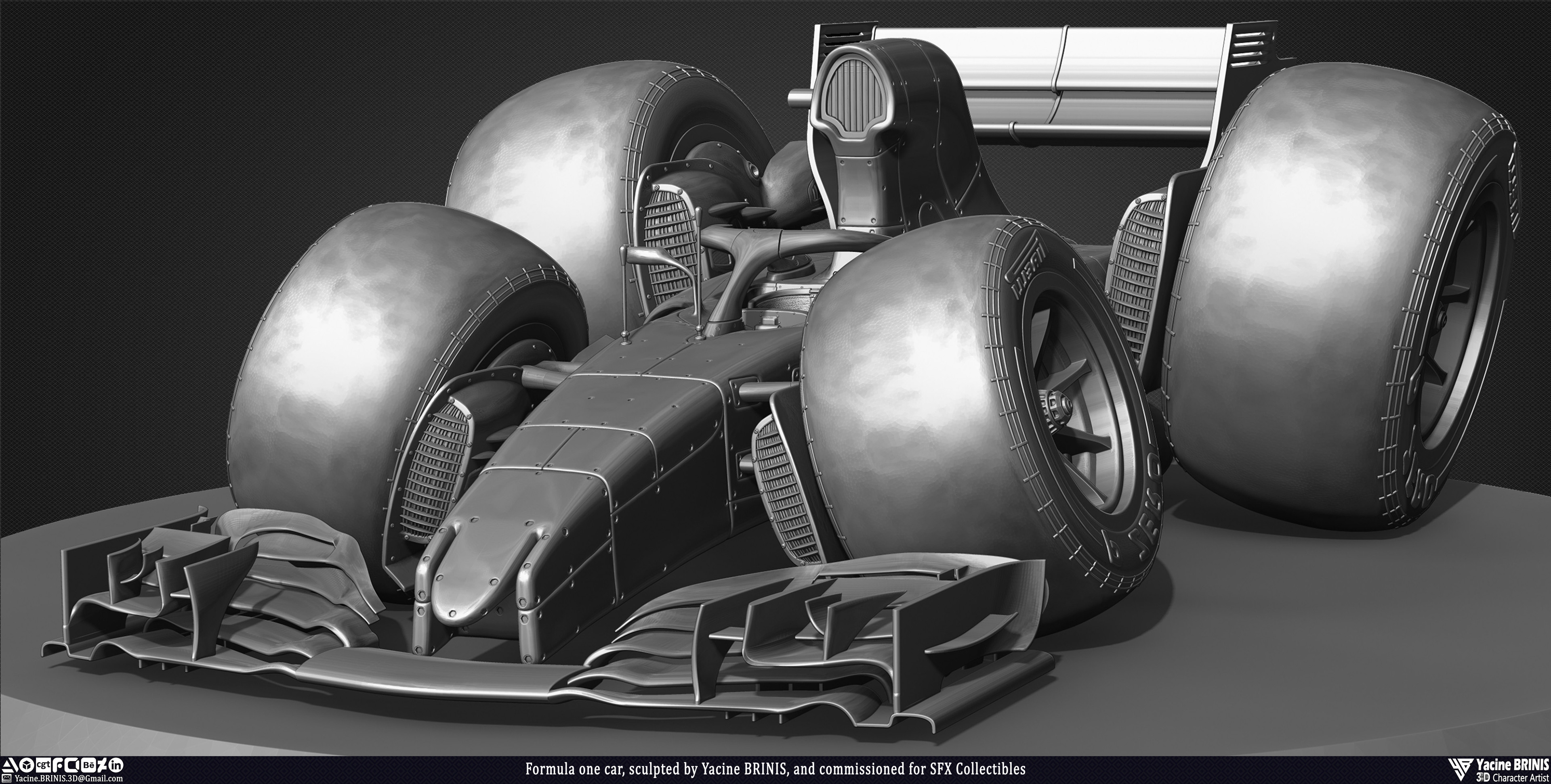 Formula One Car stylized sport car sculpted by Yacine BRINIS 005
