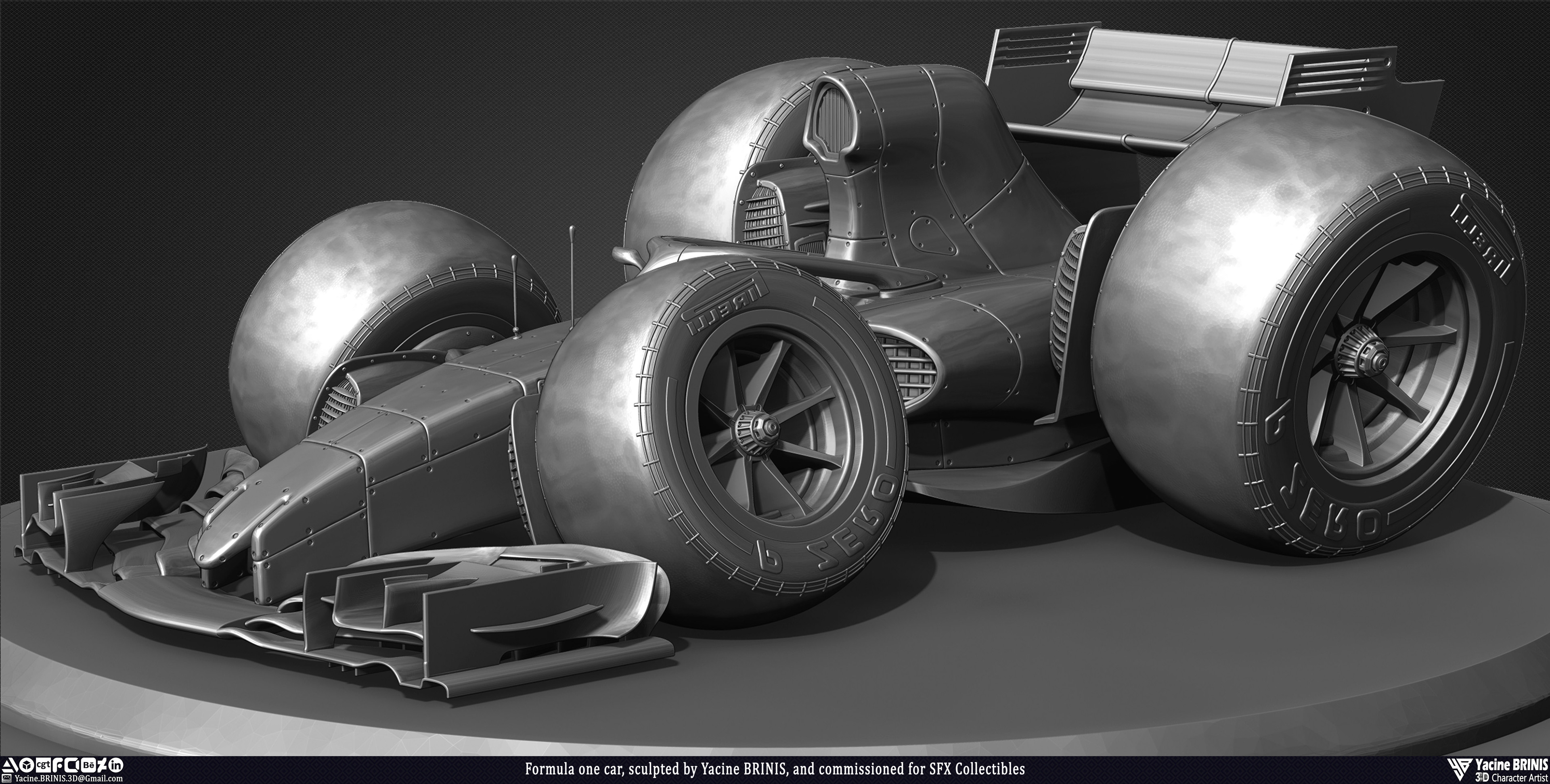 Formula One Car stylized sport car sculpted by Yacine BRINIS 007