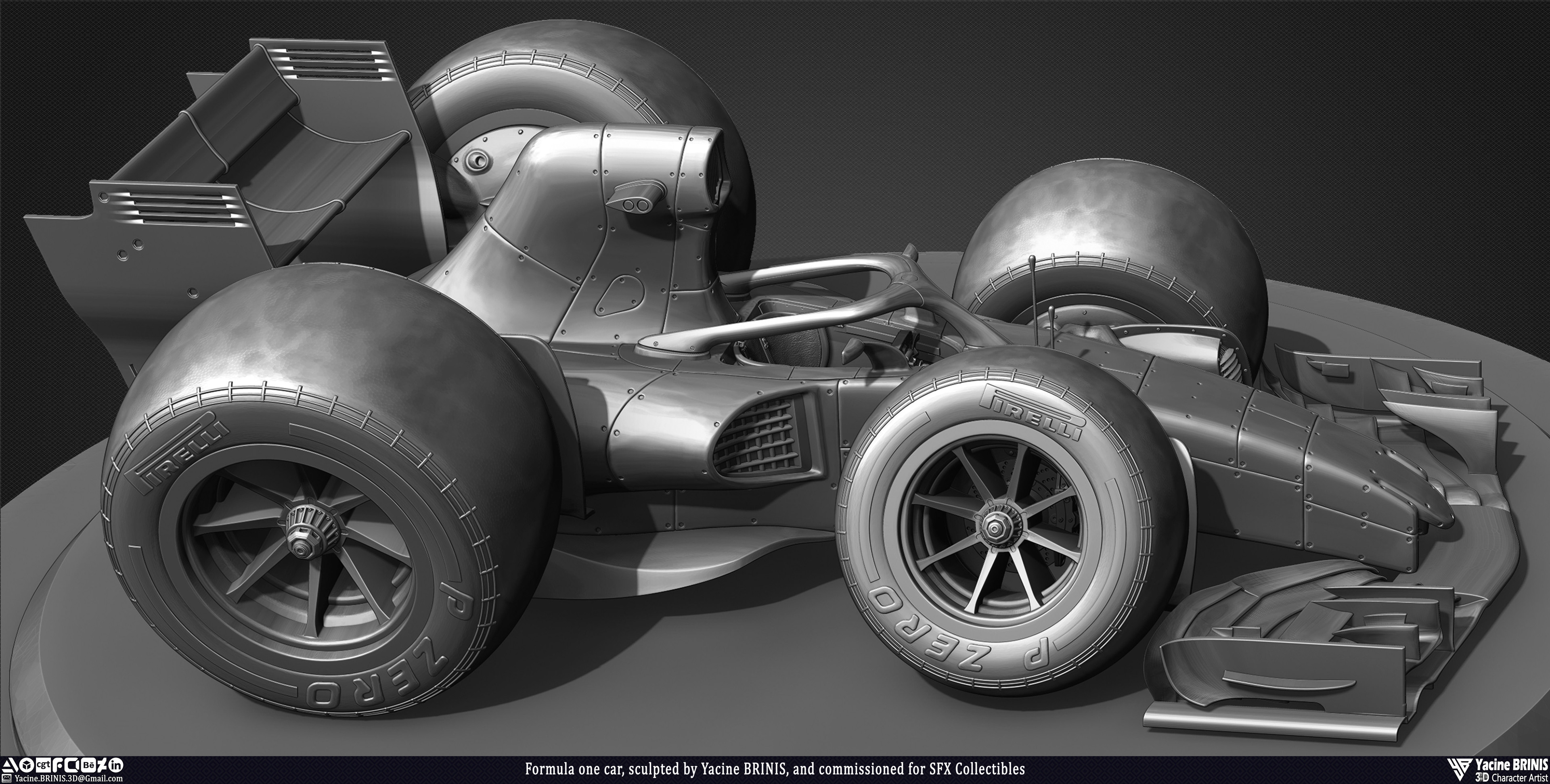 Formula One Car stylized sport car sculpted by Yacine BRINIS 008