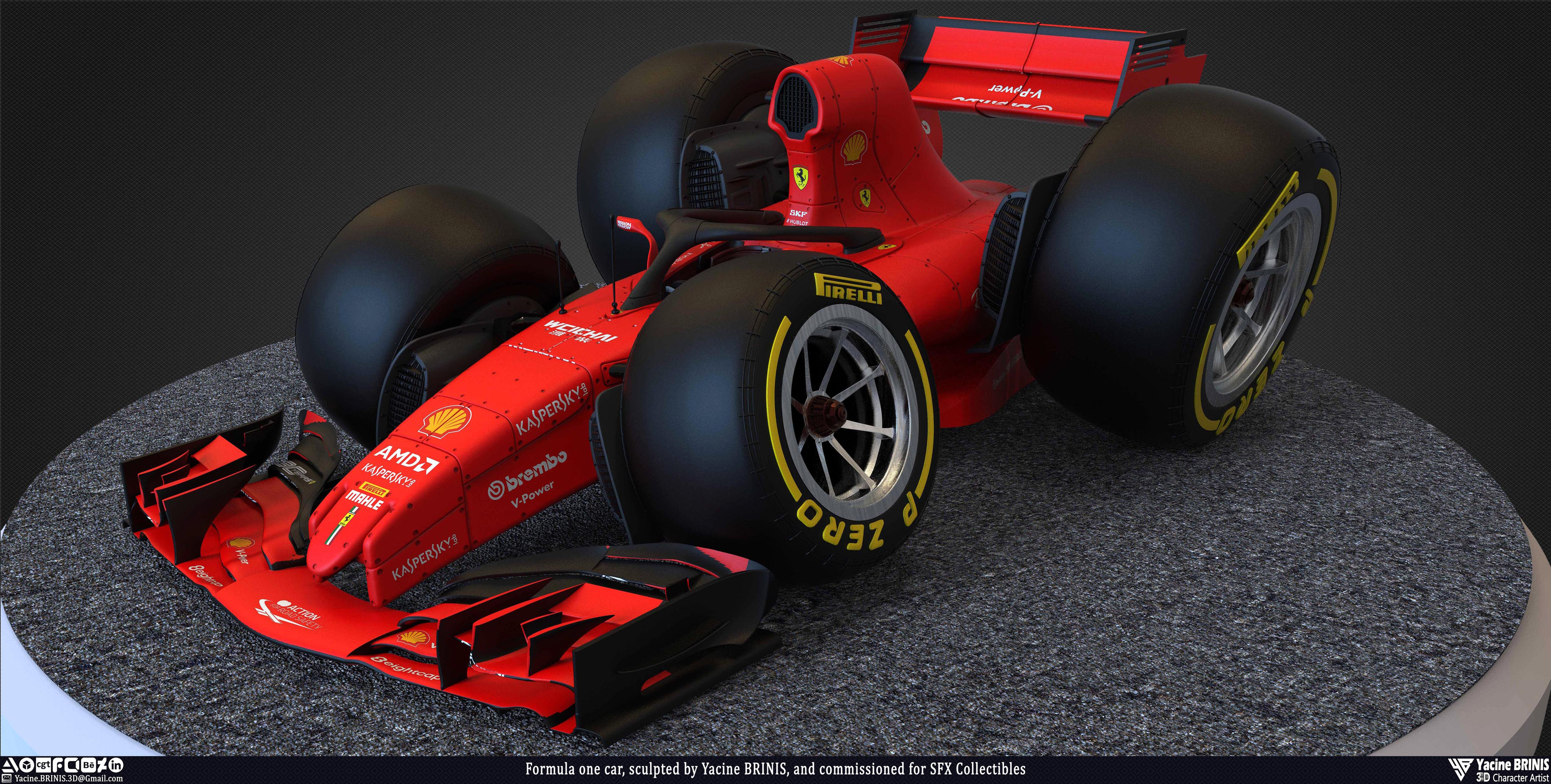 Formula One Car stylized sport car sculpted by Yacine BRINIS 013