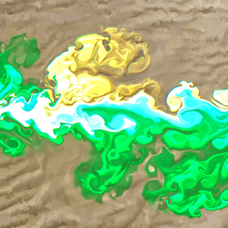 Green Yellow and Tan fluid abstract collection