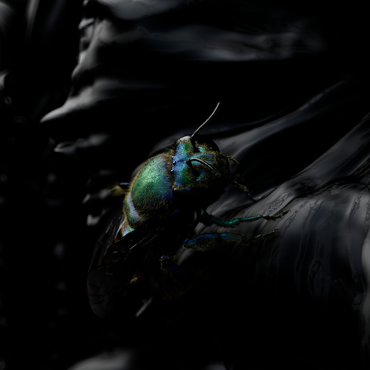 orchid bee model rendered in Redshift for Maya (specular reflection pass, I jut think it looks cool)