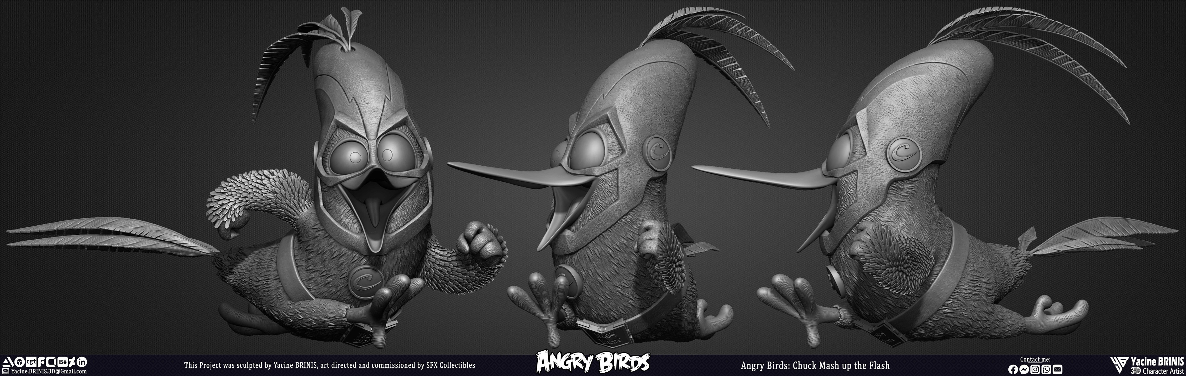 Chuck Running The Flash Angry Birds Movie 02 Rovio sculpted by Yacine BRINIS 003
