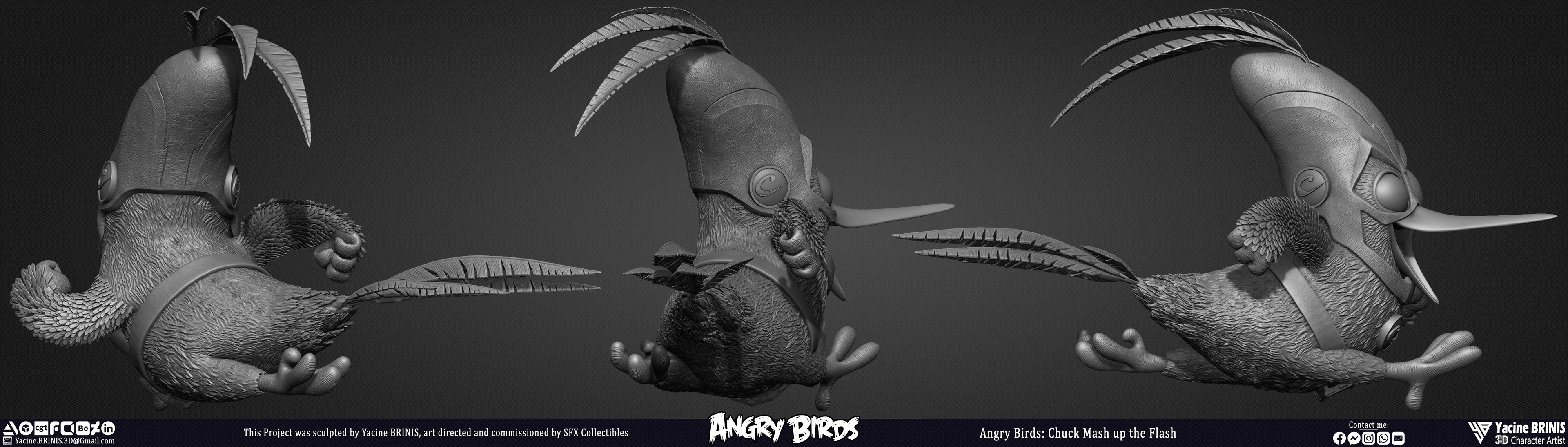 Chuck Running The Flash Angry Birds Movie 02 Rovio sculpted by Yacine BRINIS 004