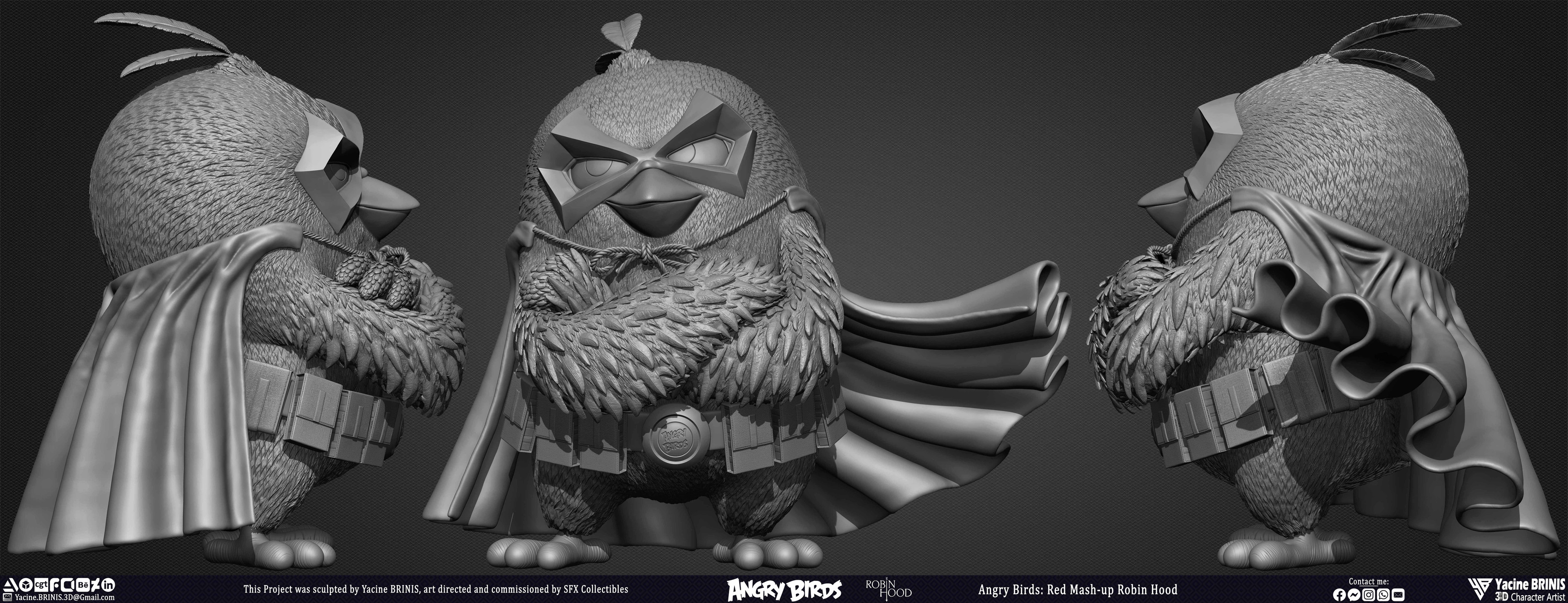 Red Mash up Angry Birds Movie 02 Robin Hood Rovio Entertainment sculpted By Yacine BRINIS 005