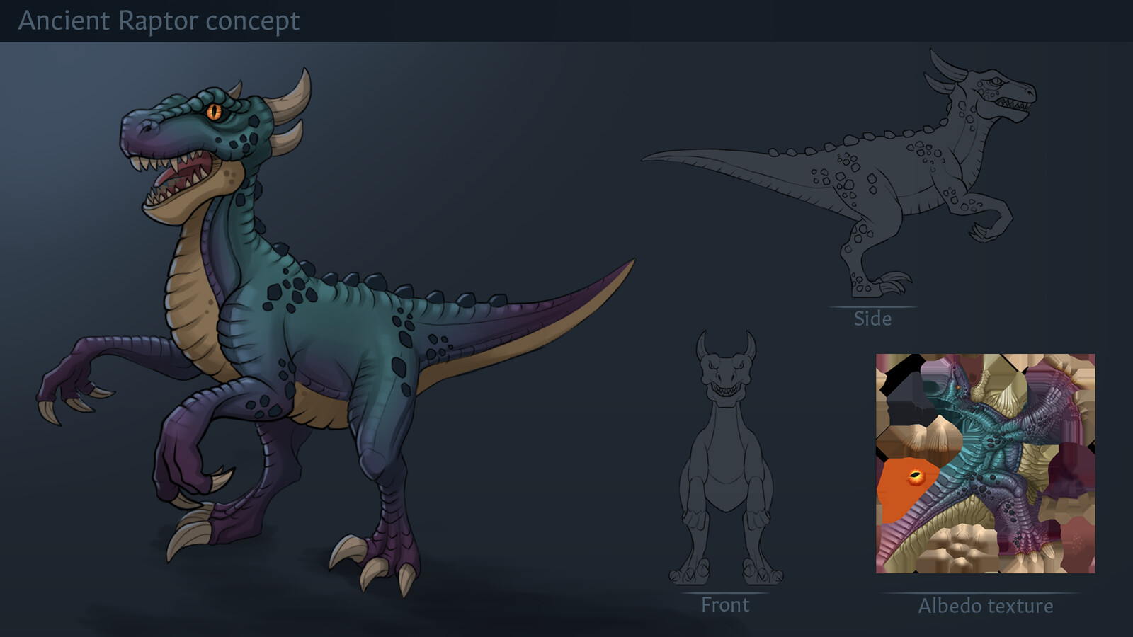 Marta Pańczak - Stylized creature concept & textures - Raptor