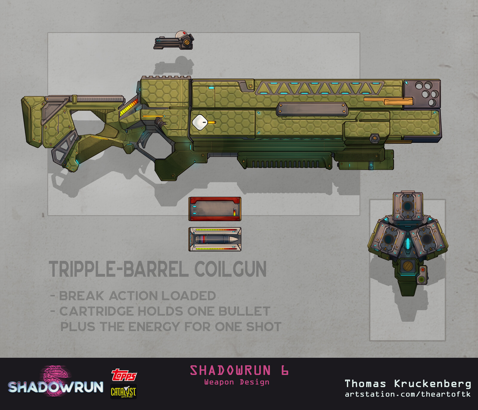 Thomas "TK" Kruckenberg BREAK ACTION COIL GUN Weapon Design for Shadowrun 6 Pen & Paper