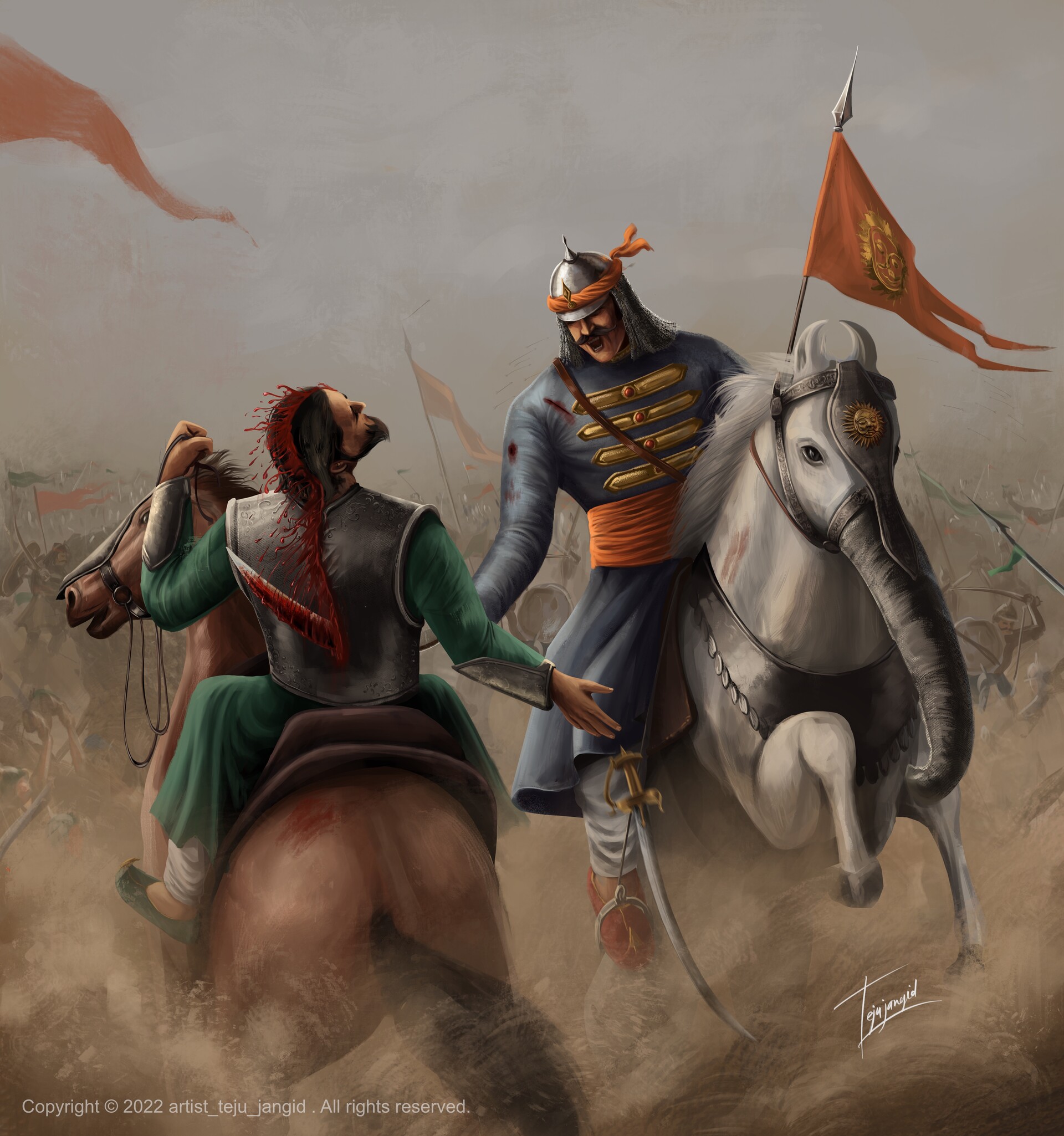 ArtStation - Maharana Pratap cutting Bahlol Khan into two pieces with one  stroke of his sword