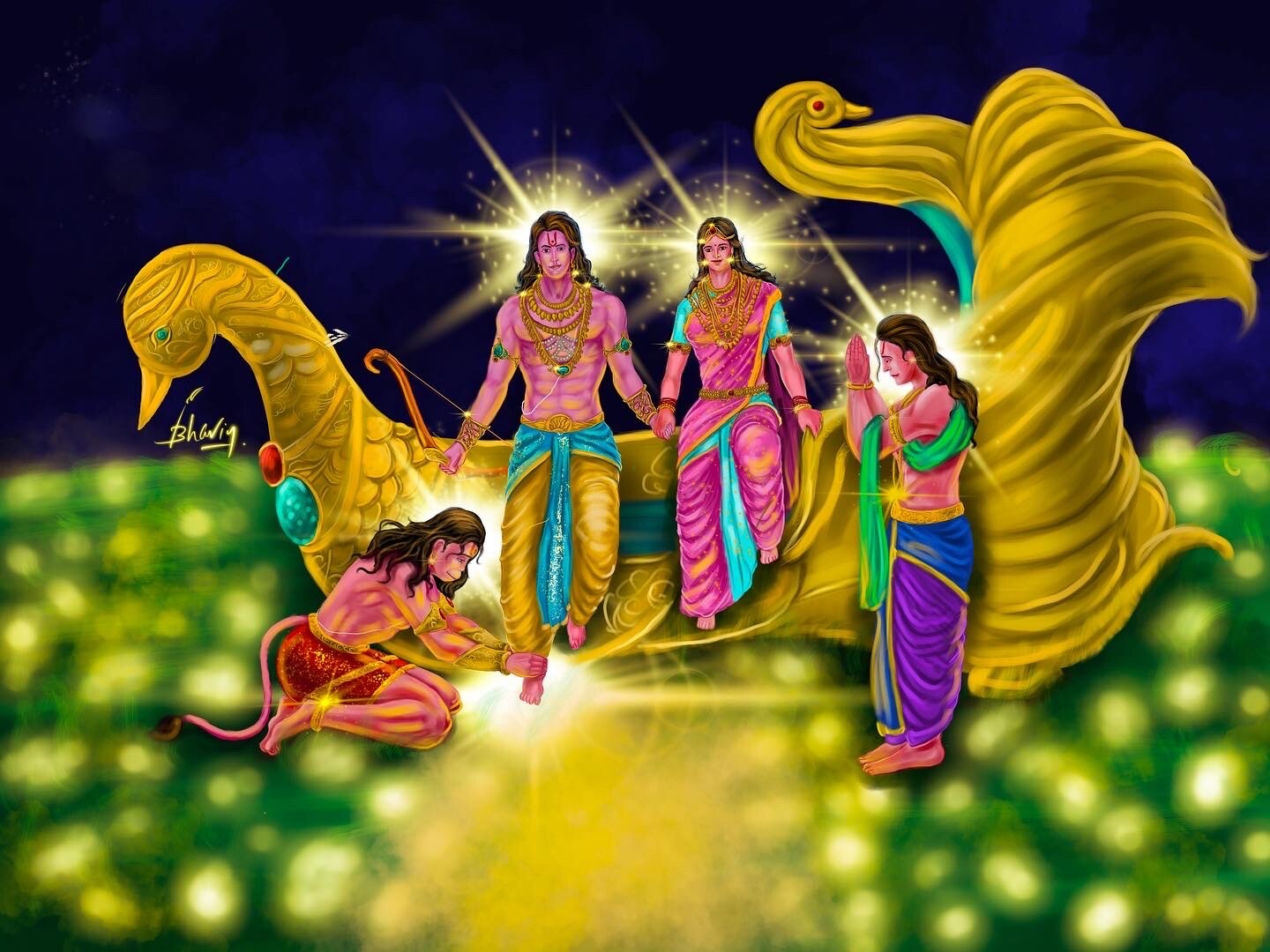 ArtStation - Shri Ram coming back To Ayodhya - deewali