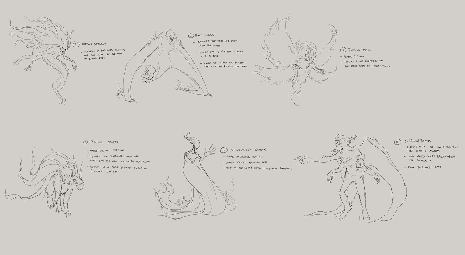 The original rough concept sketches I did at the oneset of the project were just throwing things at the wall to see what stuck. Although #1 became the base of the image, we pulled bits from basically all the other designs into the final.