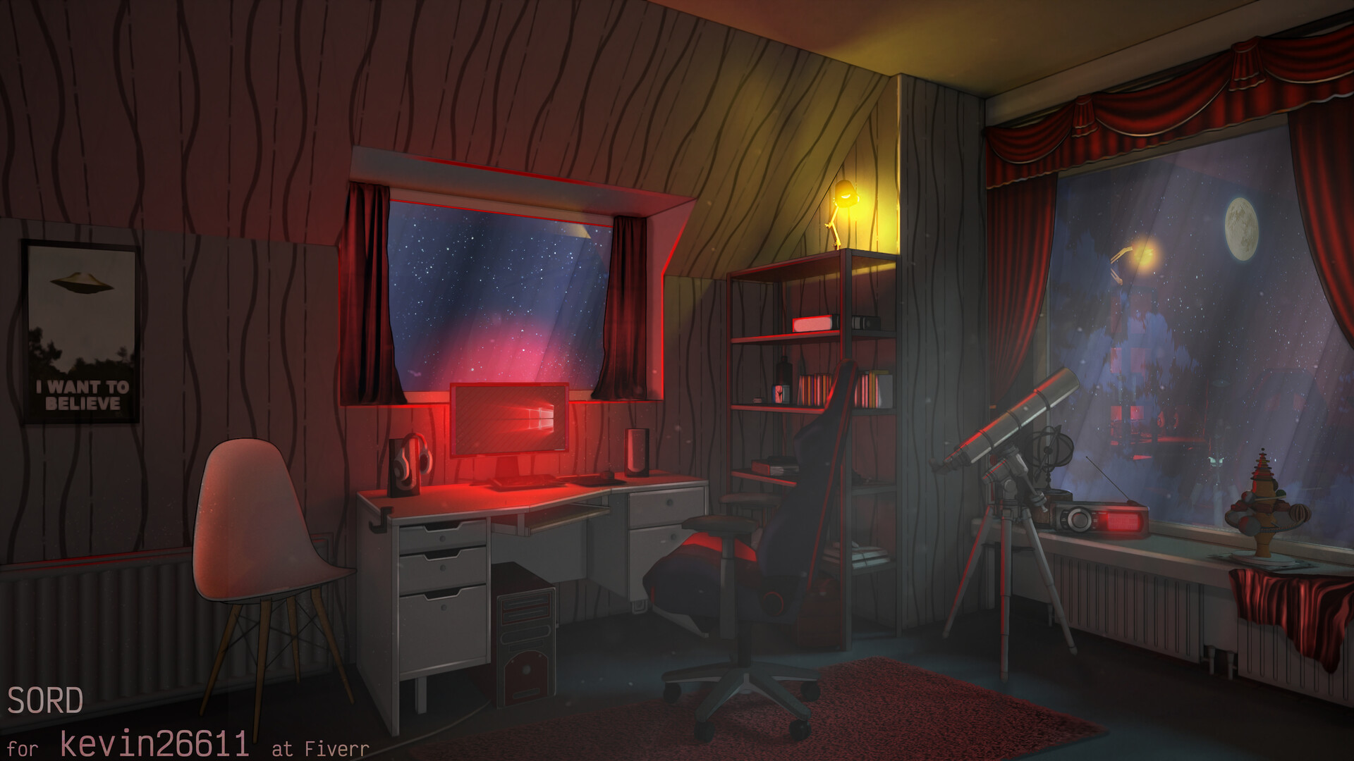 ArtStation - Anime / Visual novel background illustration - Gaming Room