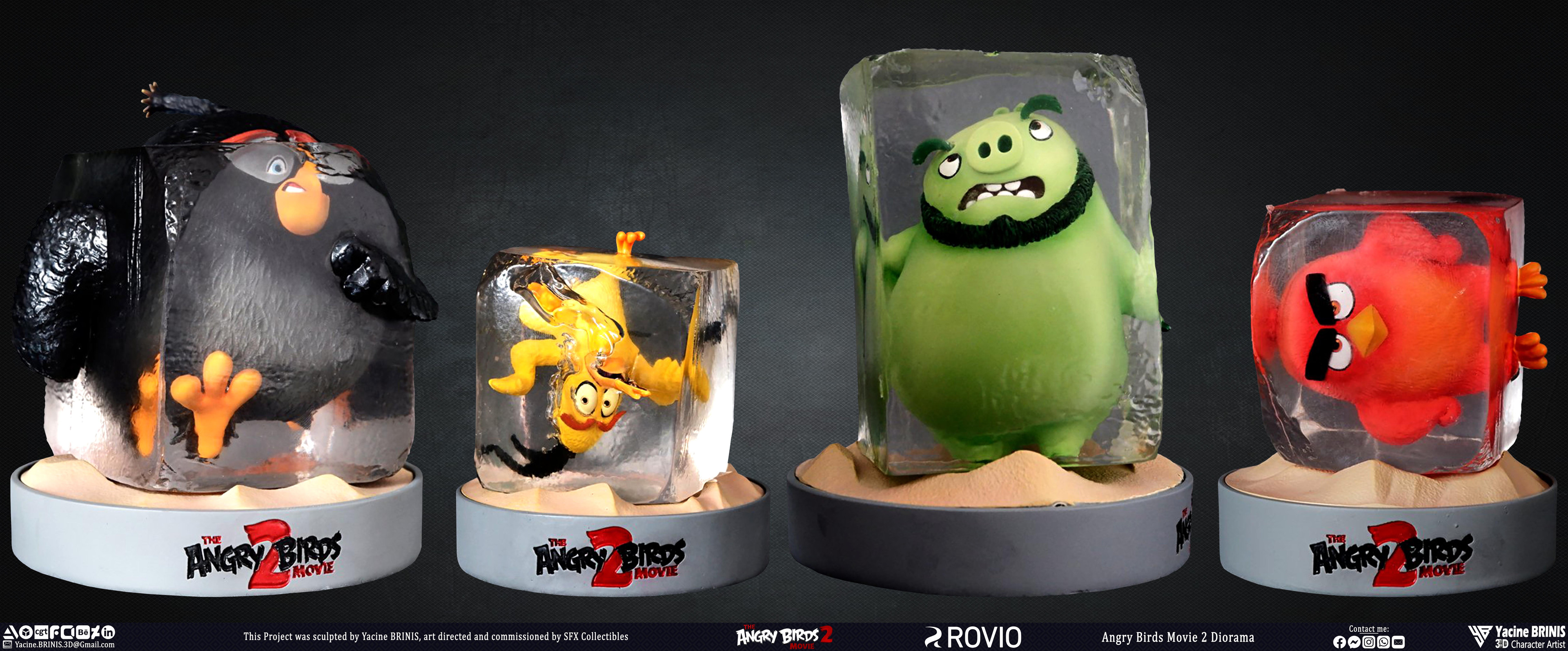 Angry Birds Movie 2 Rovio Entertainment Sculpted by Yacine BRINIS 002 Bomb, Chuck, Leonard, and Red Printed by SFX Collectibles
