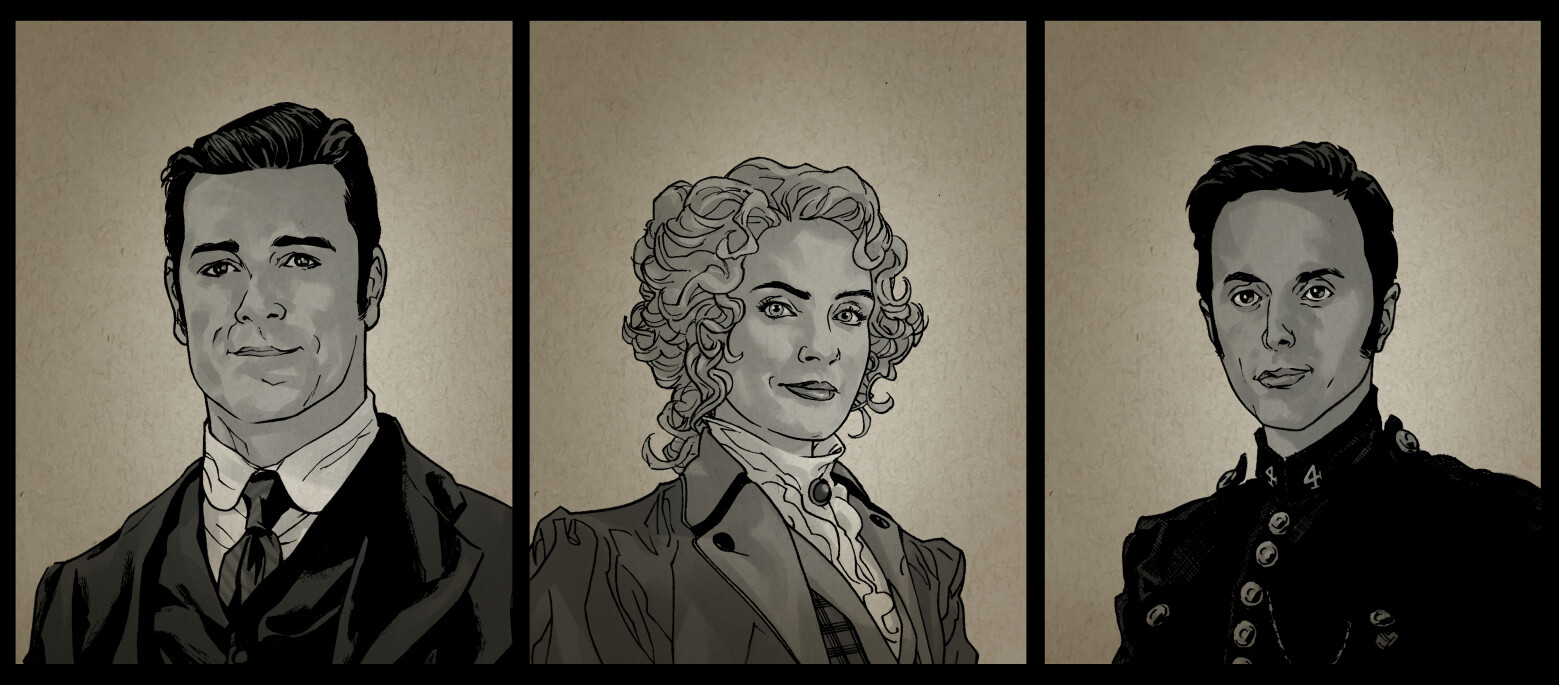 Other than the series leads (above), all the characters and suspects in the game were designed by me.