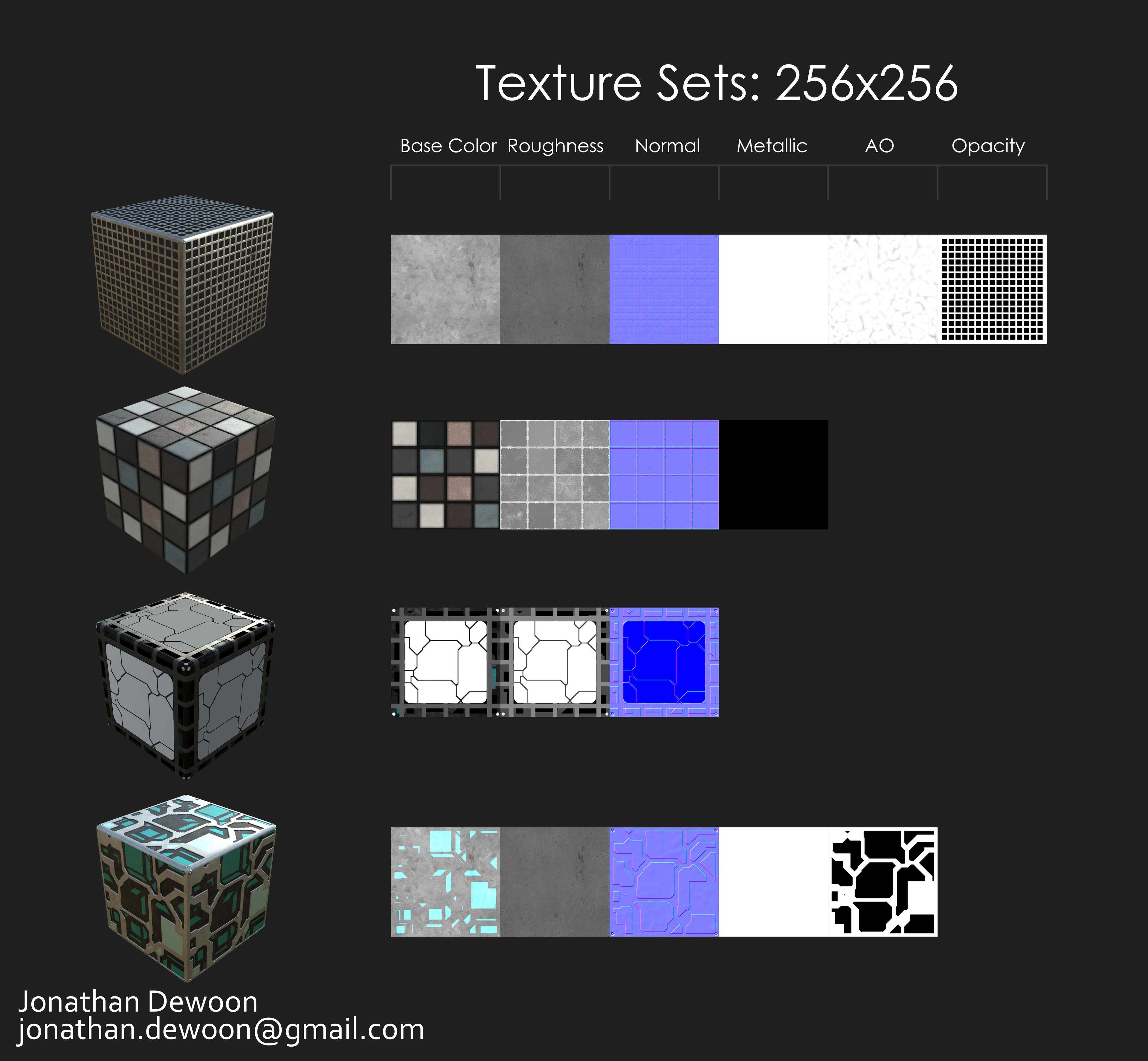 Materials created for this project with 256x256 pixels in size. 