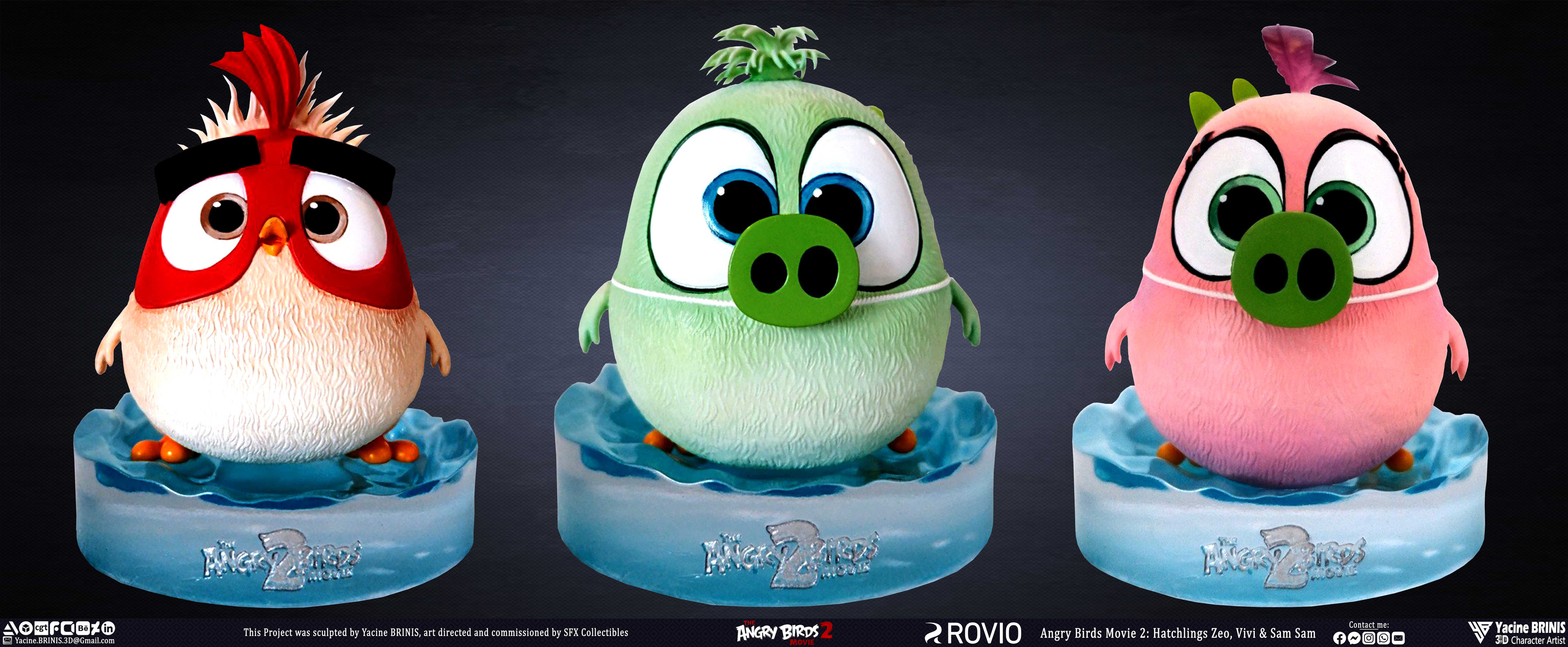 Angry Birds Movie 2 Rovio Entertainment Sculpted by Yacine BRINIS 052 Hatchlings Sam Sam, Vivi and Zoe Printed by SFX Collectibles