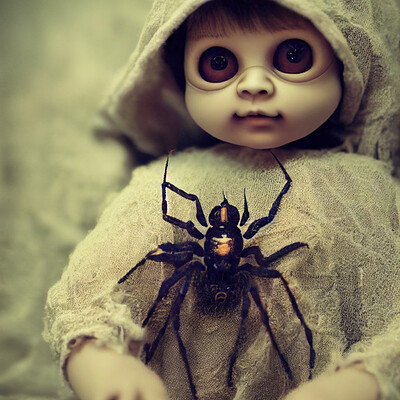 Dark philosophy darkphilosophy creepy baby doll covered with spiders a3d7c5d4 9056 468b 856b 018fdede6341