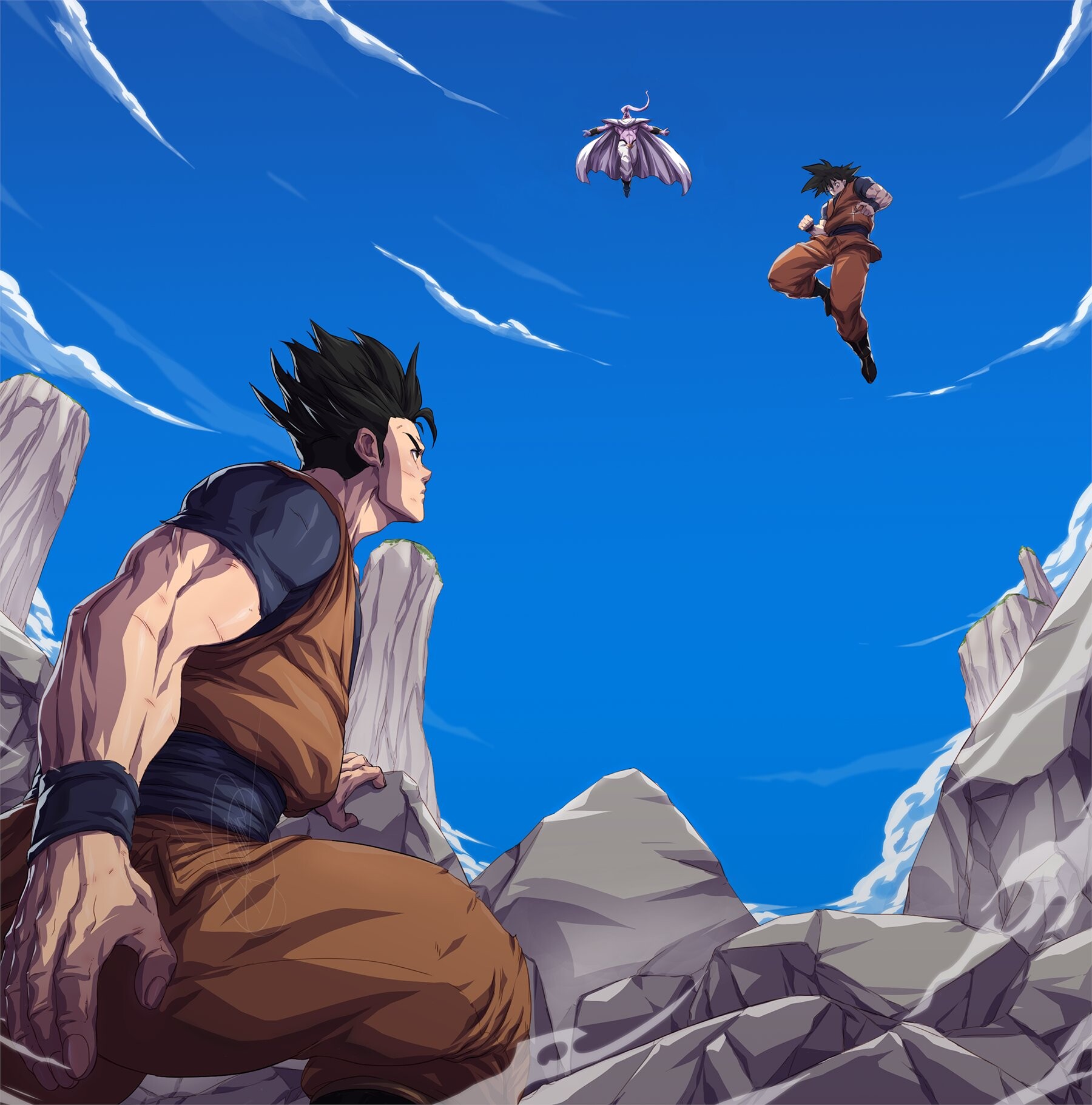 ArtStation - Gohan and Goku Vs Majin Buu