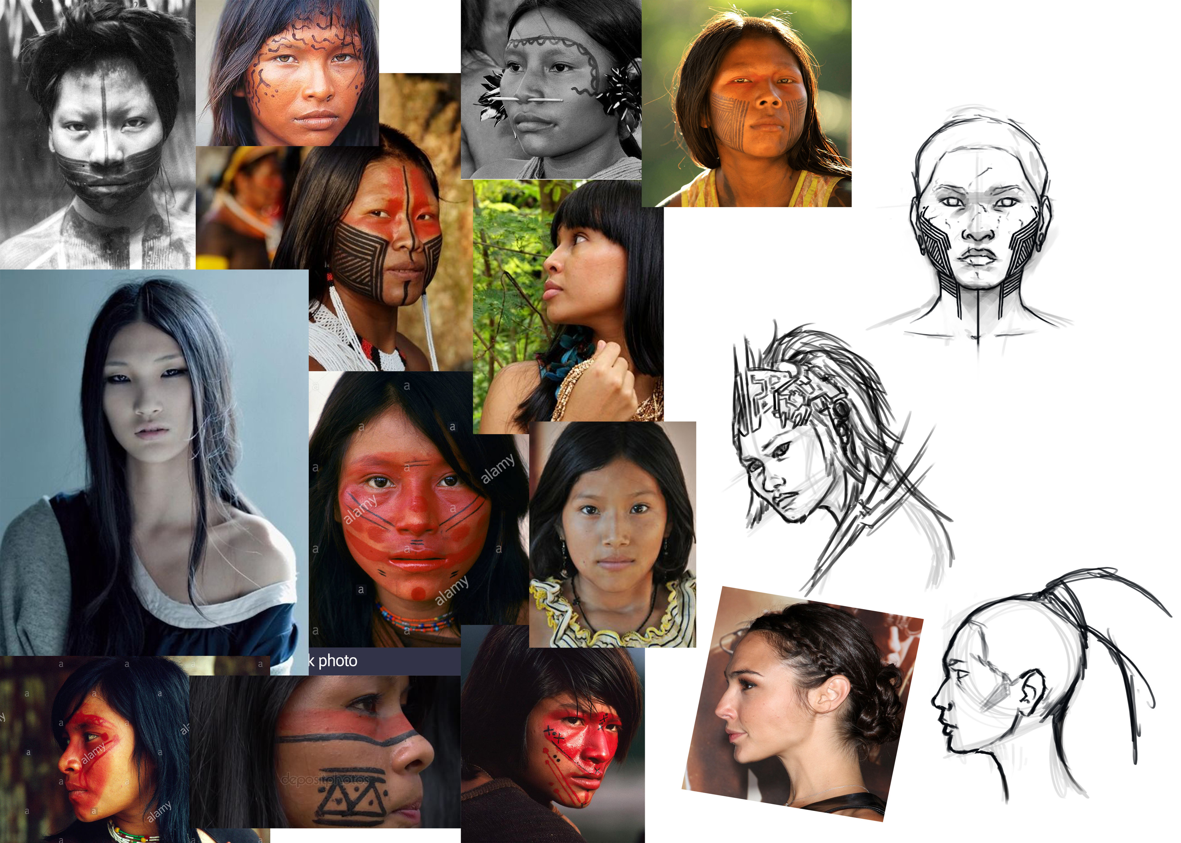 Face references and rough sketches