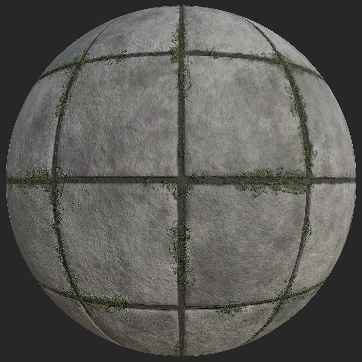 TextureCan - Square Concrete Tiles with Grass (FREE PBR Texture)