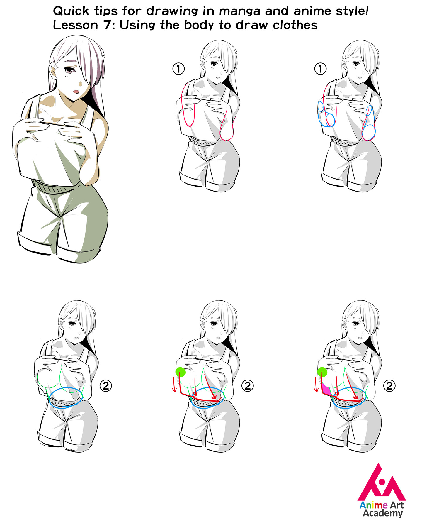 ArtStation - Quick tips for drawing in manga and anime style! Using the  body to draw clothes