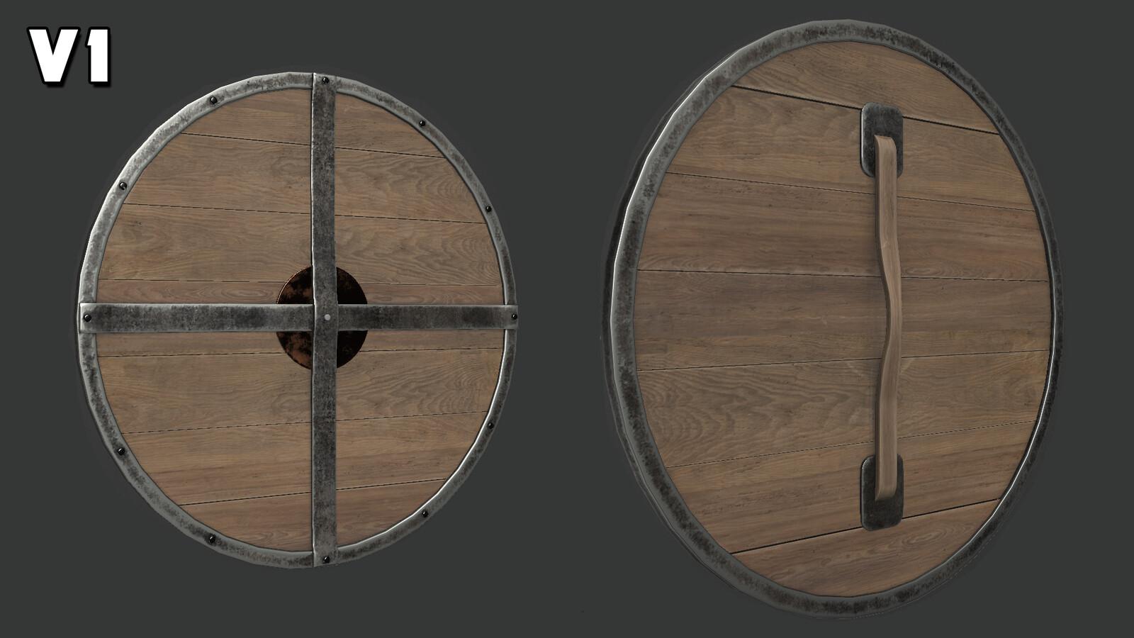 Version 1 of the shield with basic textures added