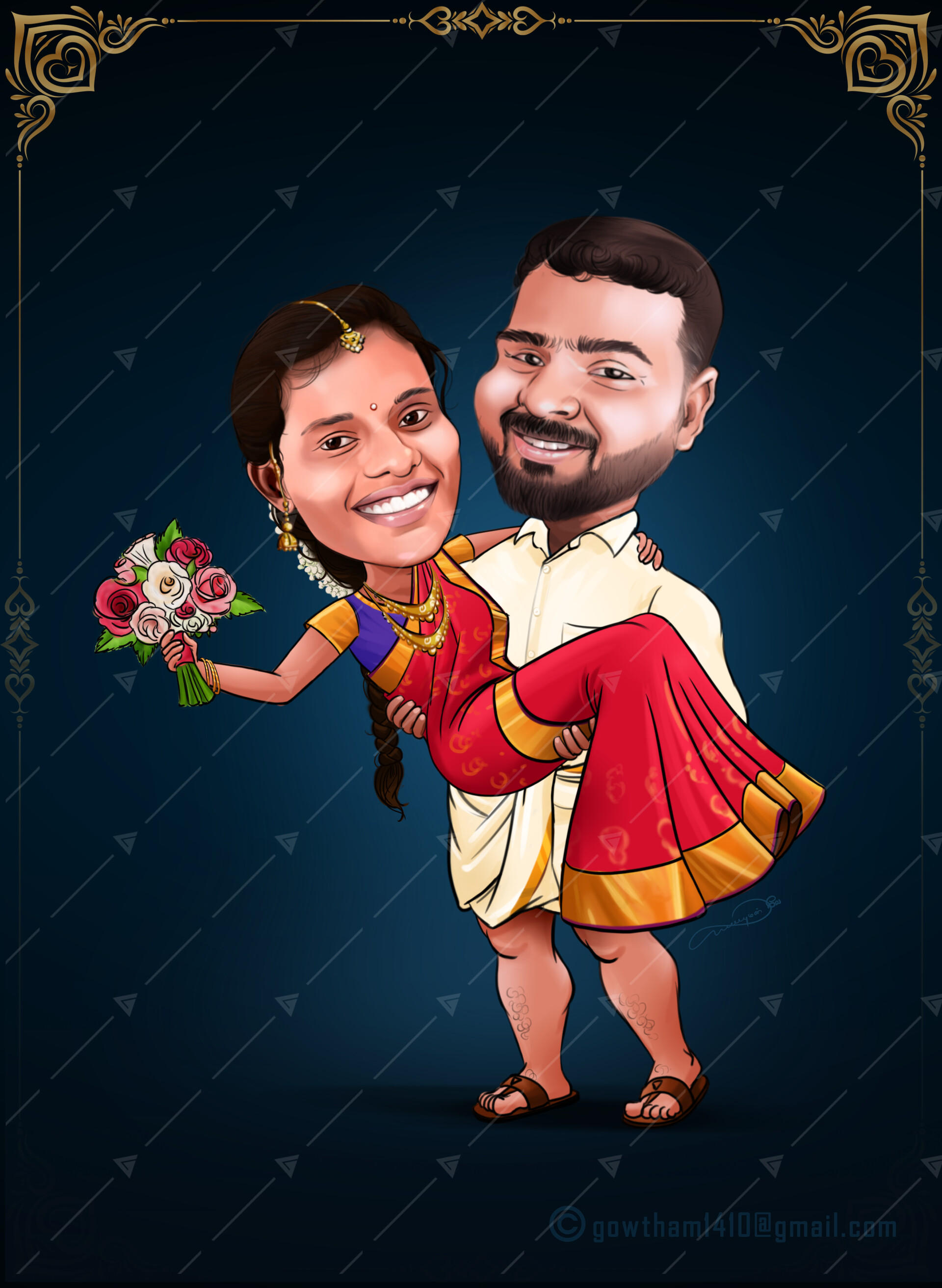 ArtStation - southindian wedding caricature #1