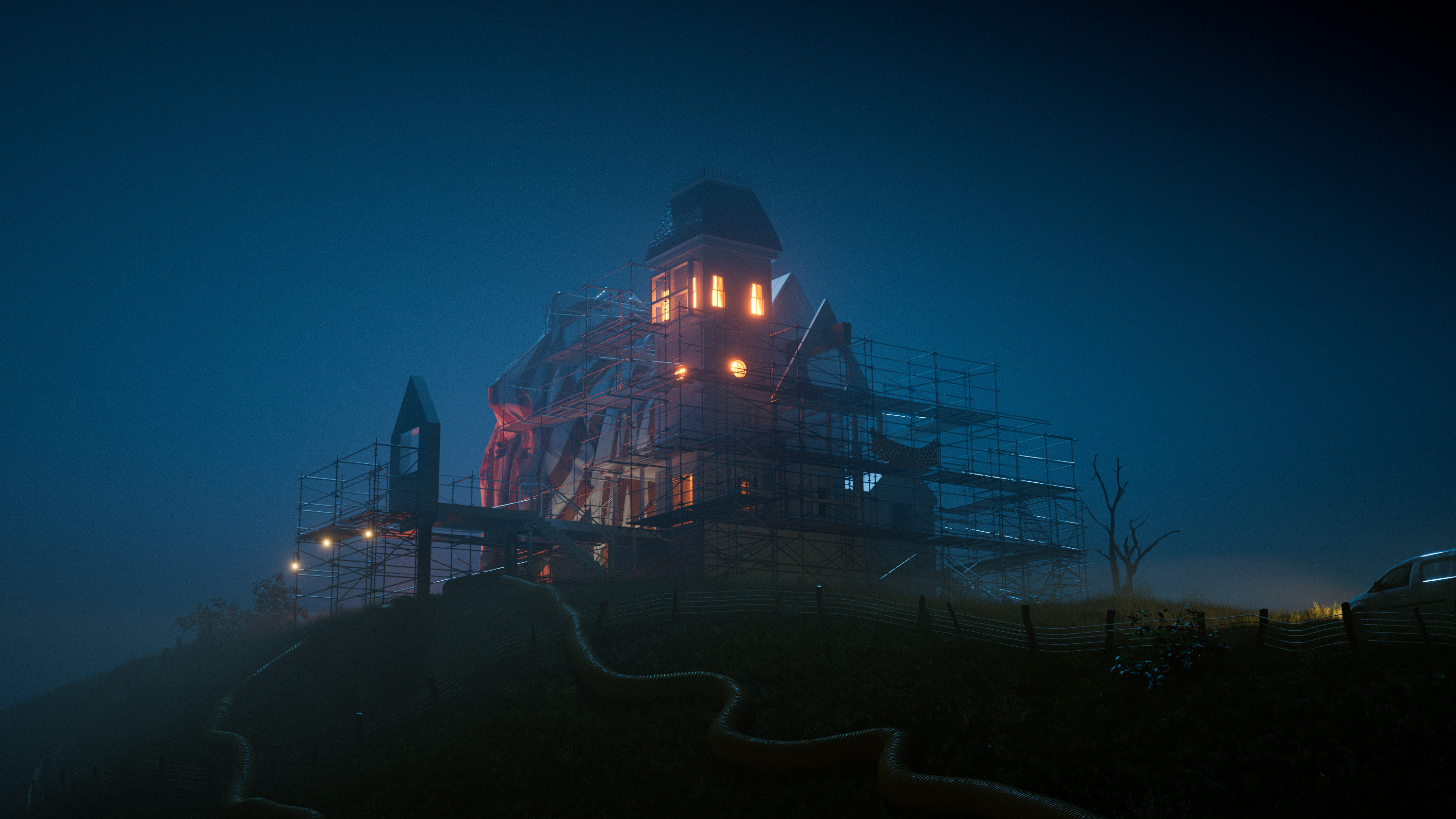 Happy Halloween! 
A scene been wanting to finish for a while and for now calling it done until I fully transfer it to UE5. 
Below bunch of different frames and edits thru out my time working on it on n off. Will be adding animation soon :)