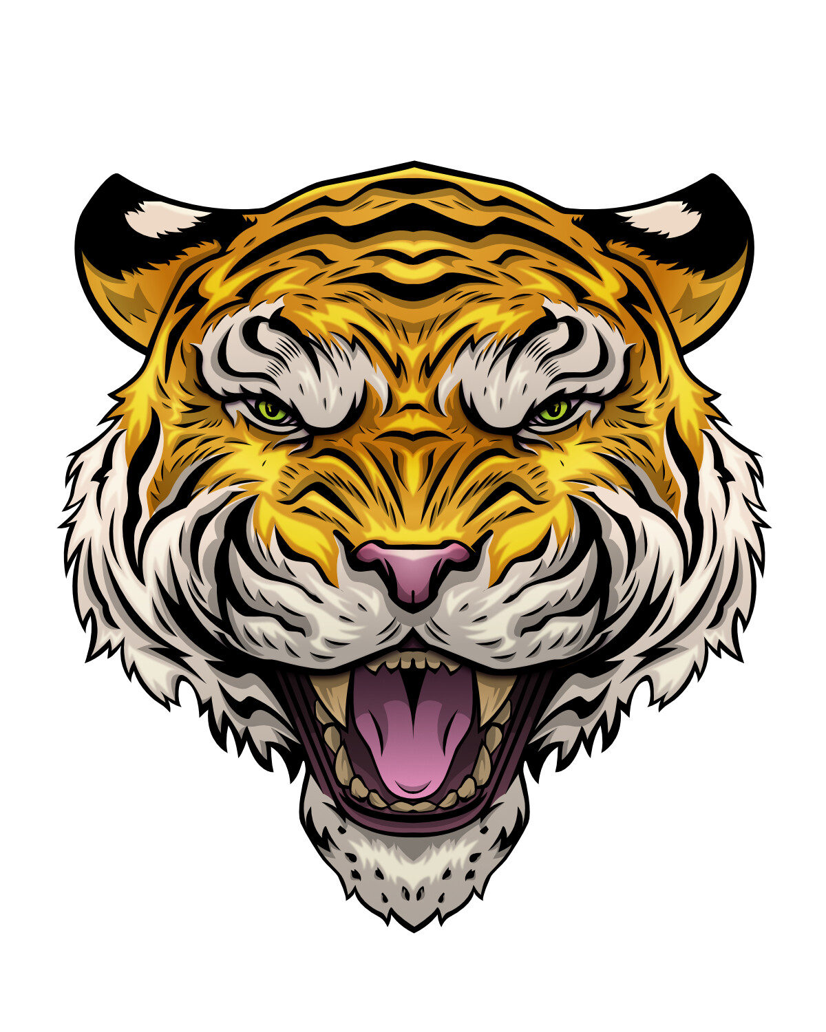 Tiger vector art for merchandise development. Done in Affinity Designer.