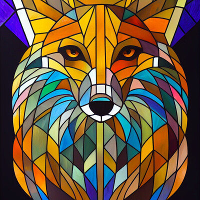 Windwatercloud troberts4 acrylic painting of a fox made out of stained glass v b14758fc a45a 426d 9a12 f18340767760