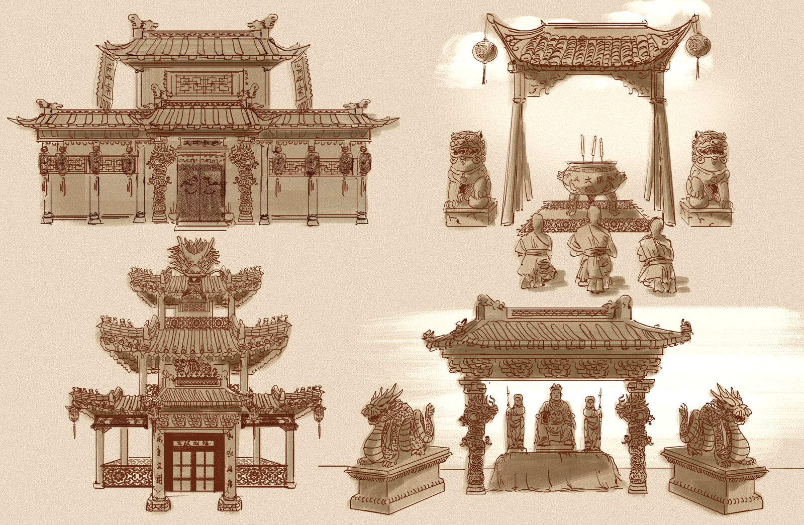 Asian Architecture Sketches