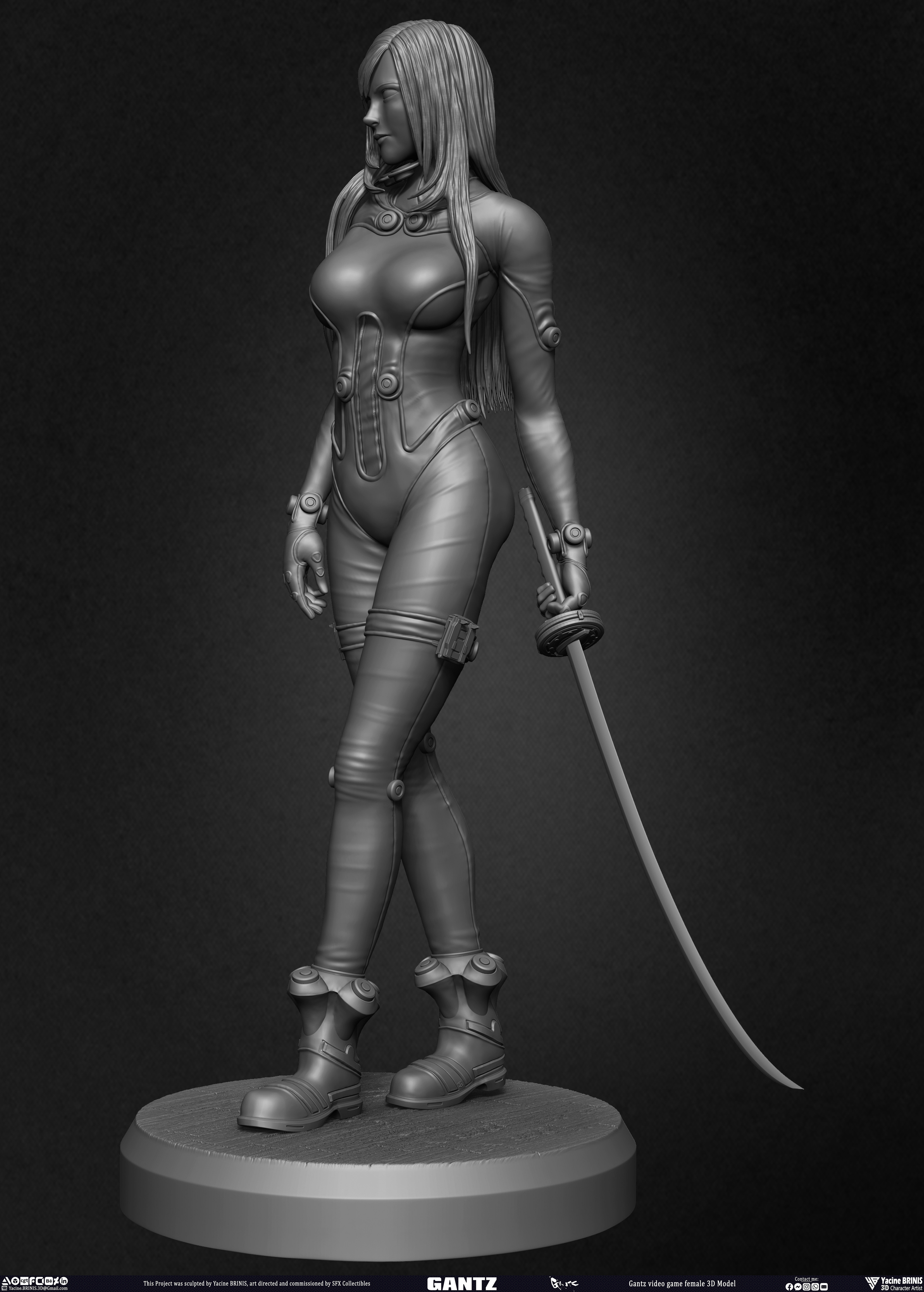 Gantz Video Game Female 3D Model sculpted by Yacine BRINIS 011