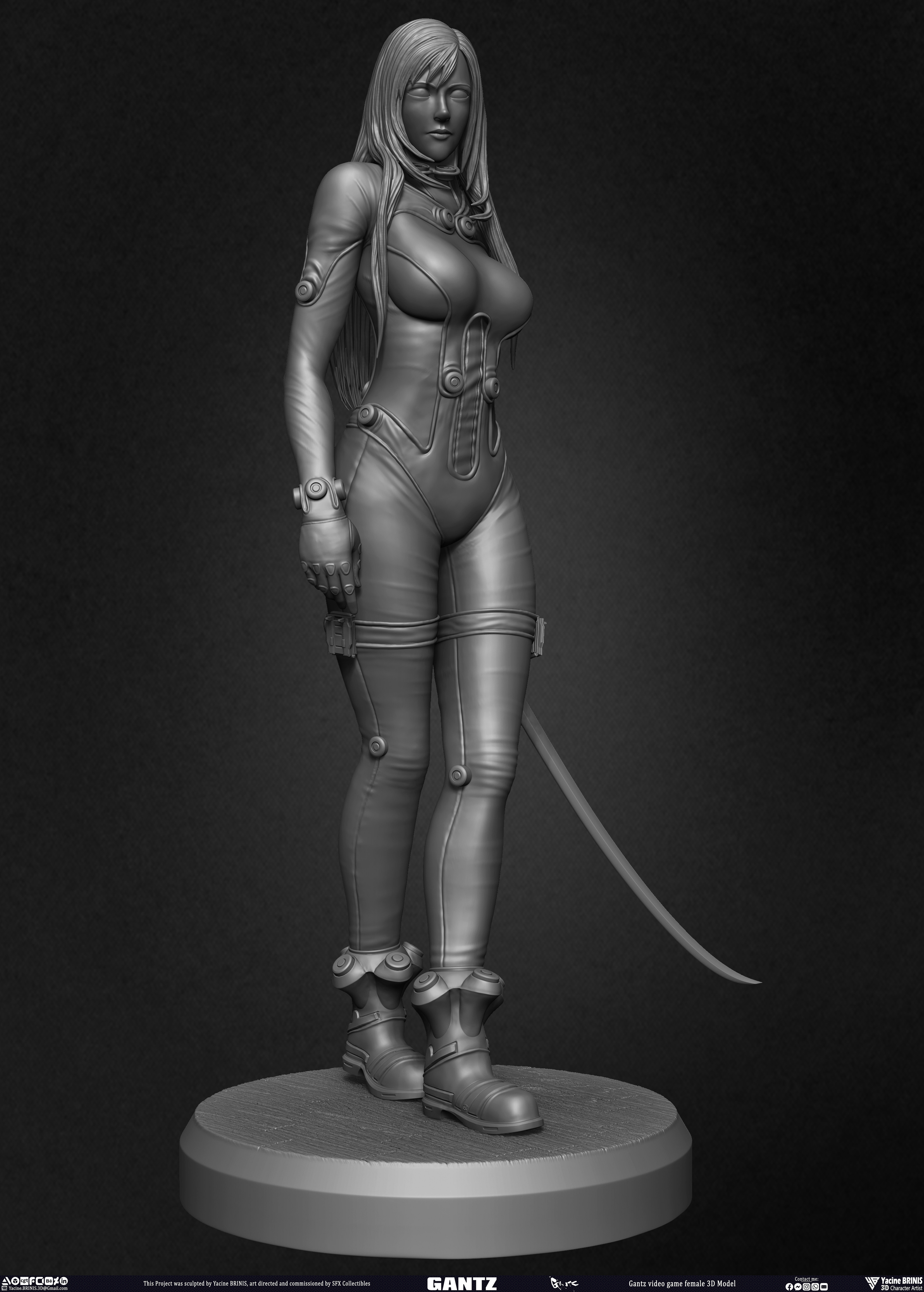Gantz Video Game Female 3D Model sculpted by Yacine BRINIS 013