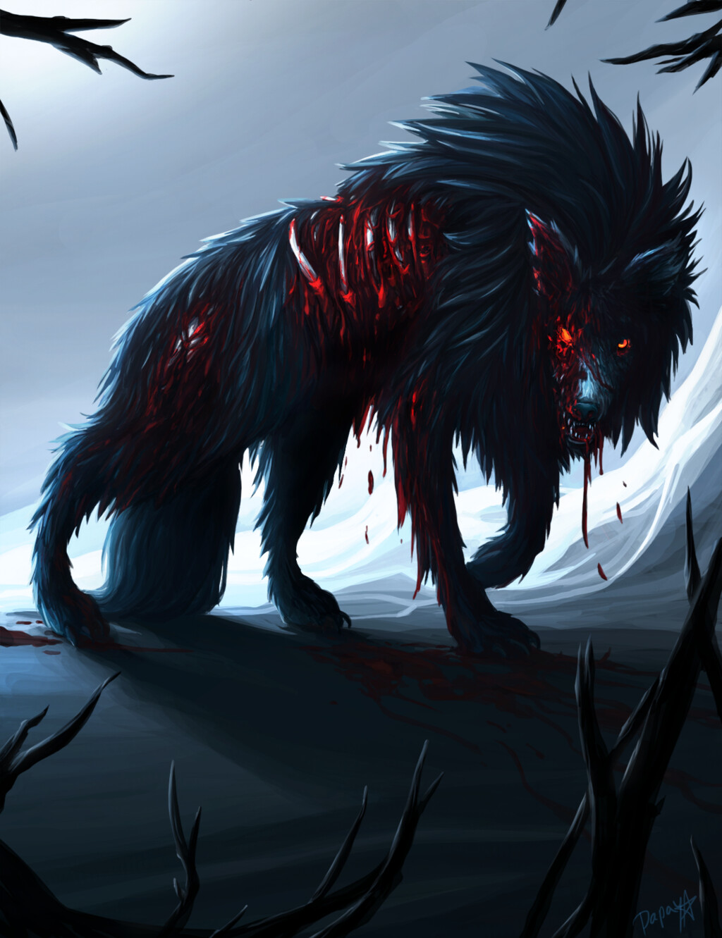 Страшный рев зверя. Мифические существа волк оборотень. Ведьмак кошмар волка арт.
