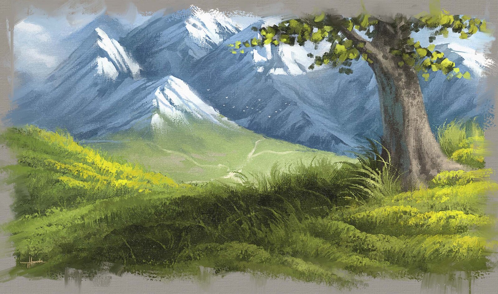 Digital Landscape Painting - Alps