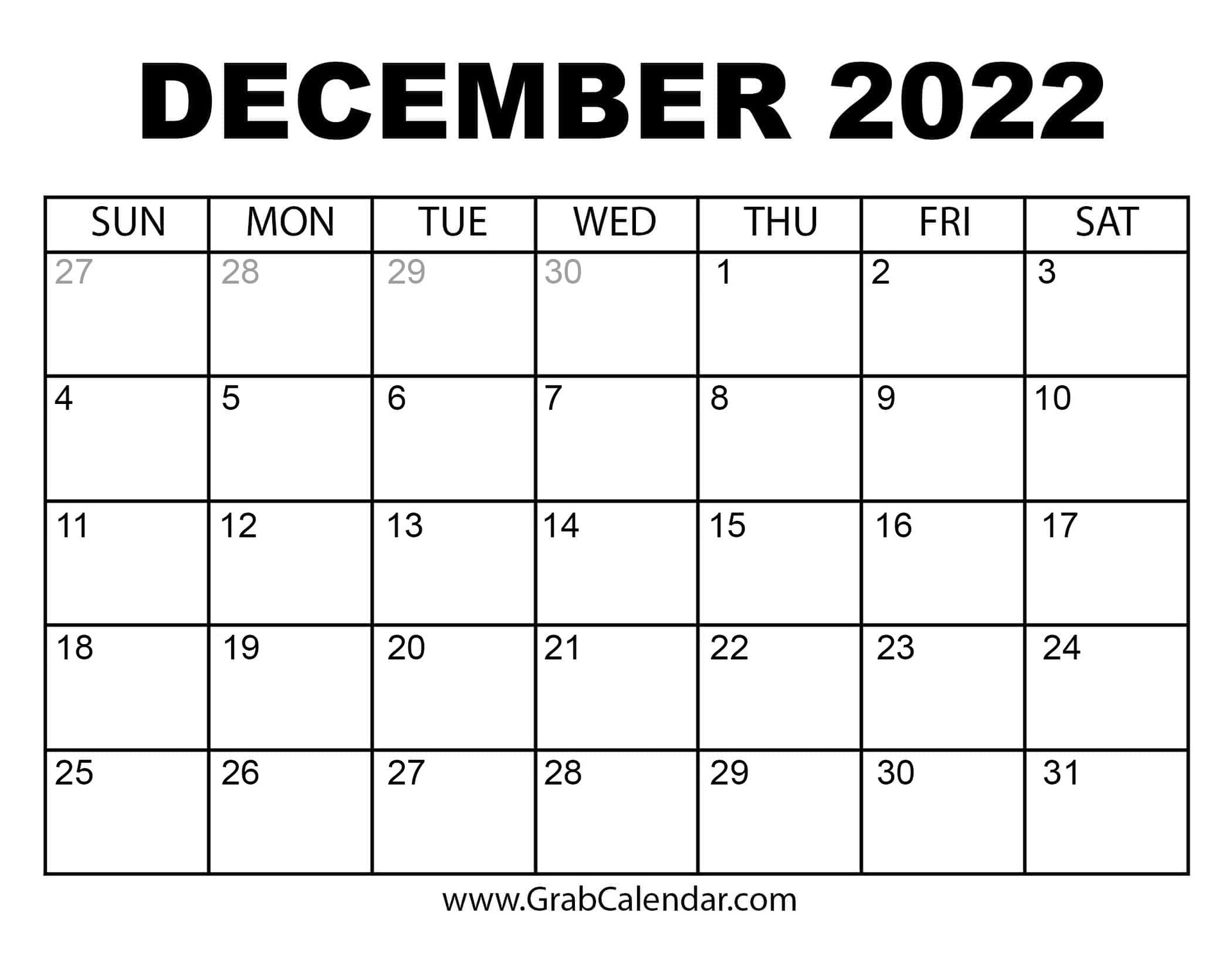 Calendar December 2022