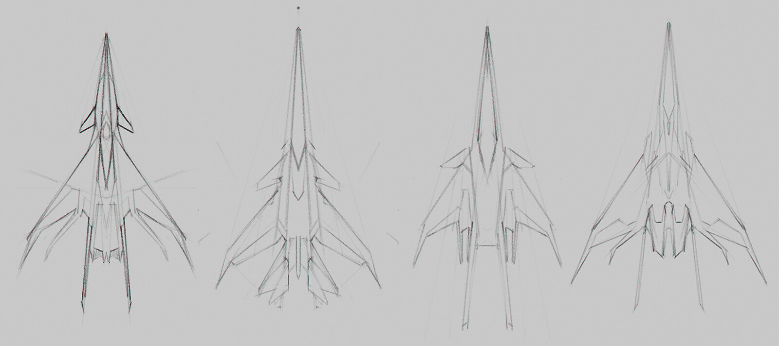 Planform concept sketches, when this was still supposed to be a project to design a Terran space fighter.