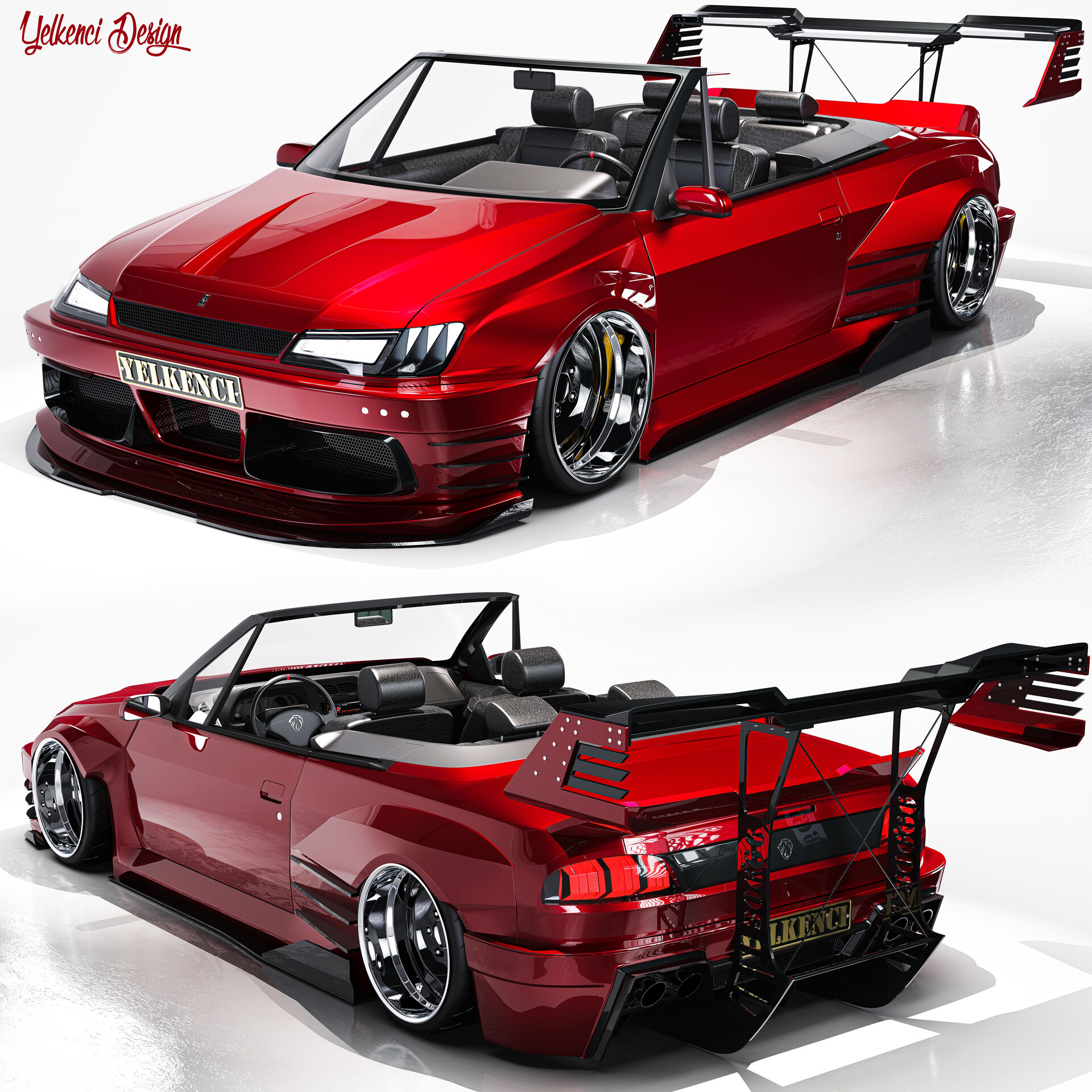 ArtStation - Custom peugeot 306 cabrio by yelkencidesign, image size:1920x1920