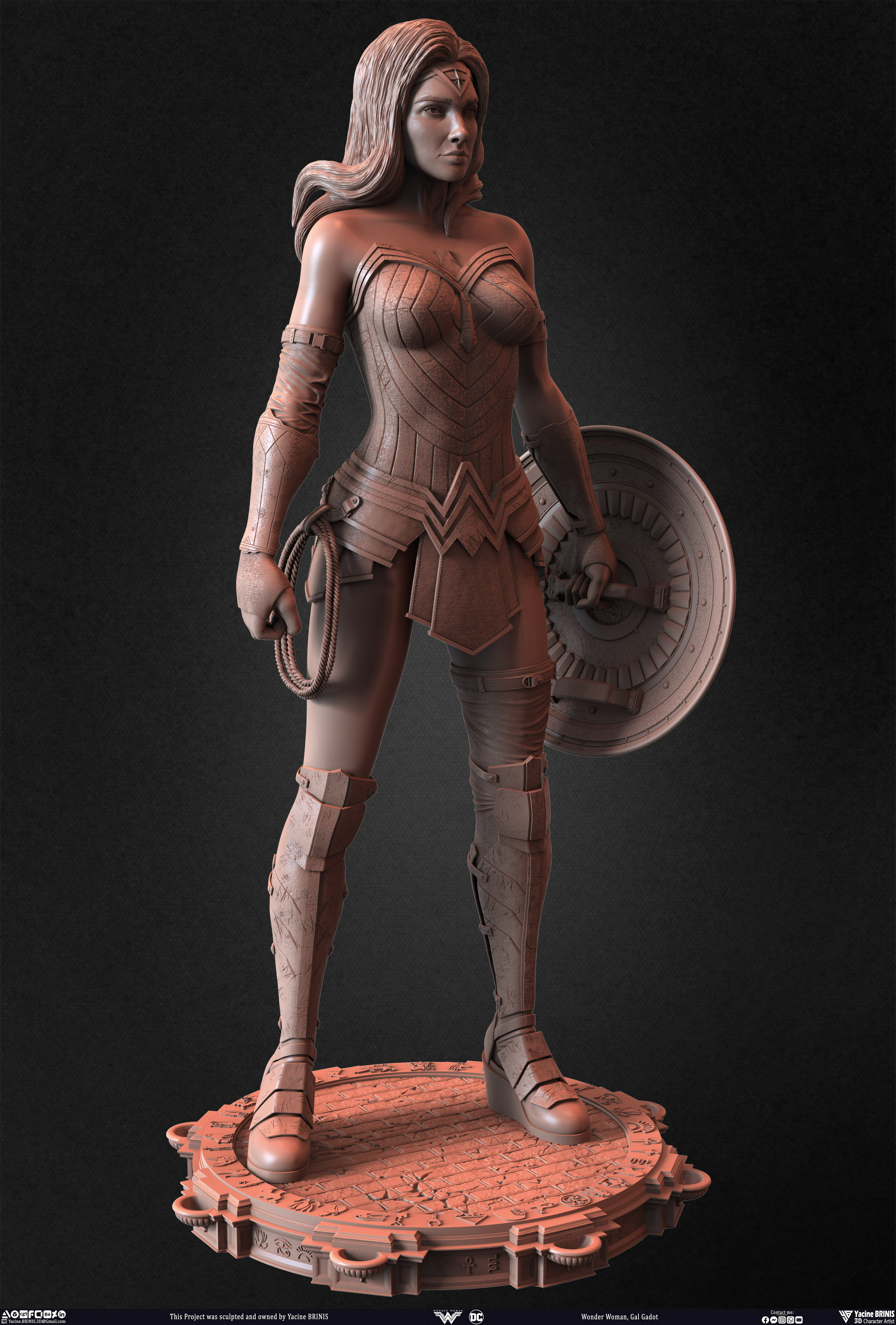 Wonder Woman Gal Gadot 3D Model sculpted by Yacine BRINIS 005