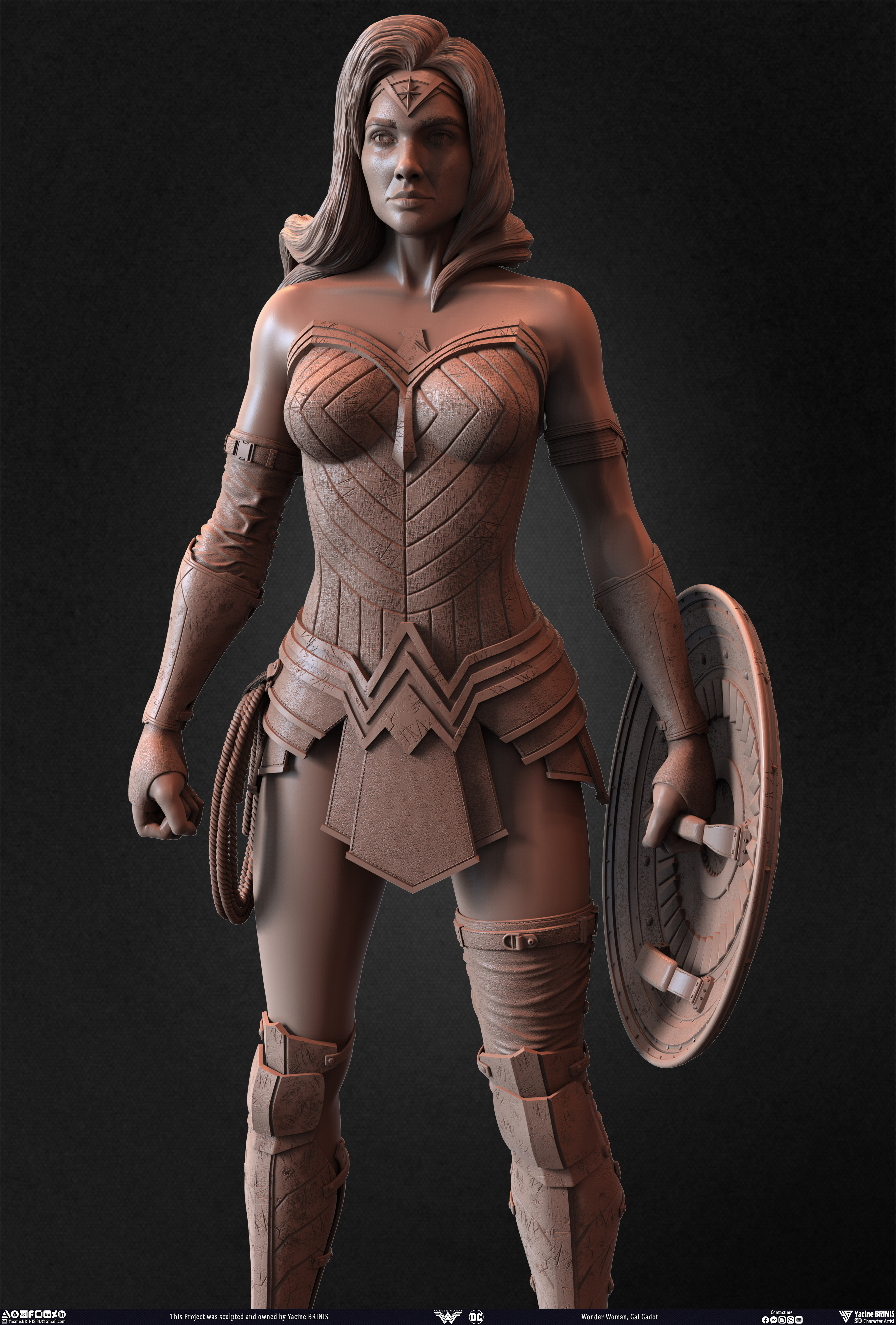 Wonder Woman Gal Gadot 3D Model sculpted by Yacine BRINIS 007